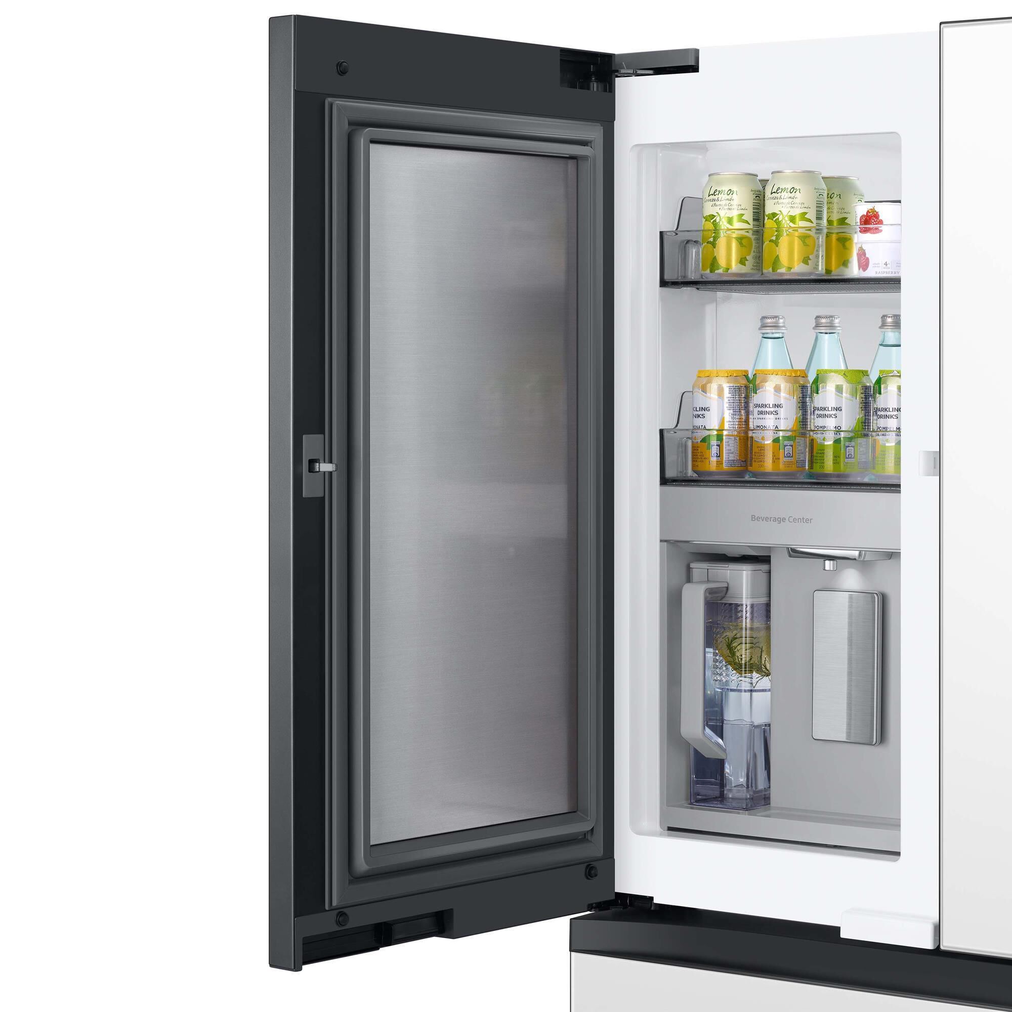 Samsung Bespoke 29 Cu. Ft. 4-Door French Door Refrigerator with Beverage Center in White Glass Panels, , large