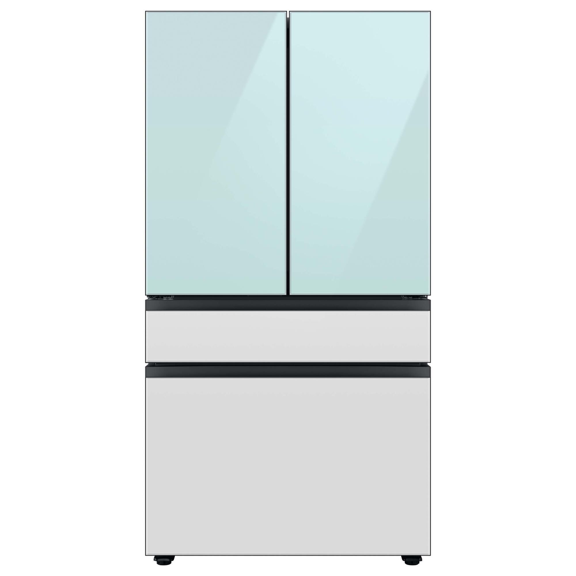 Samsung 29 Cu. Ft. 4-Door French Door Refrigerator with Beverage Center in Morning Blue Glass Top Panel with White Glass Middle and Bottom Panels, , large