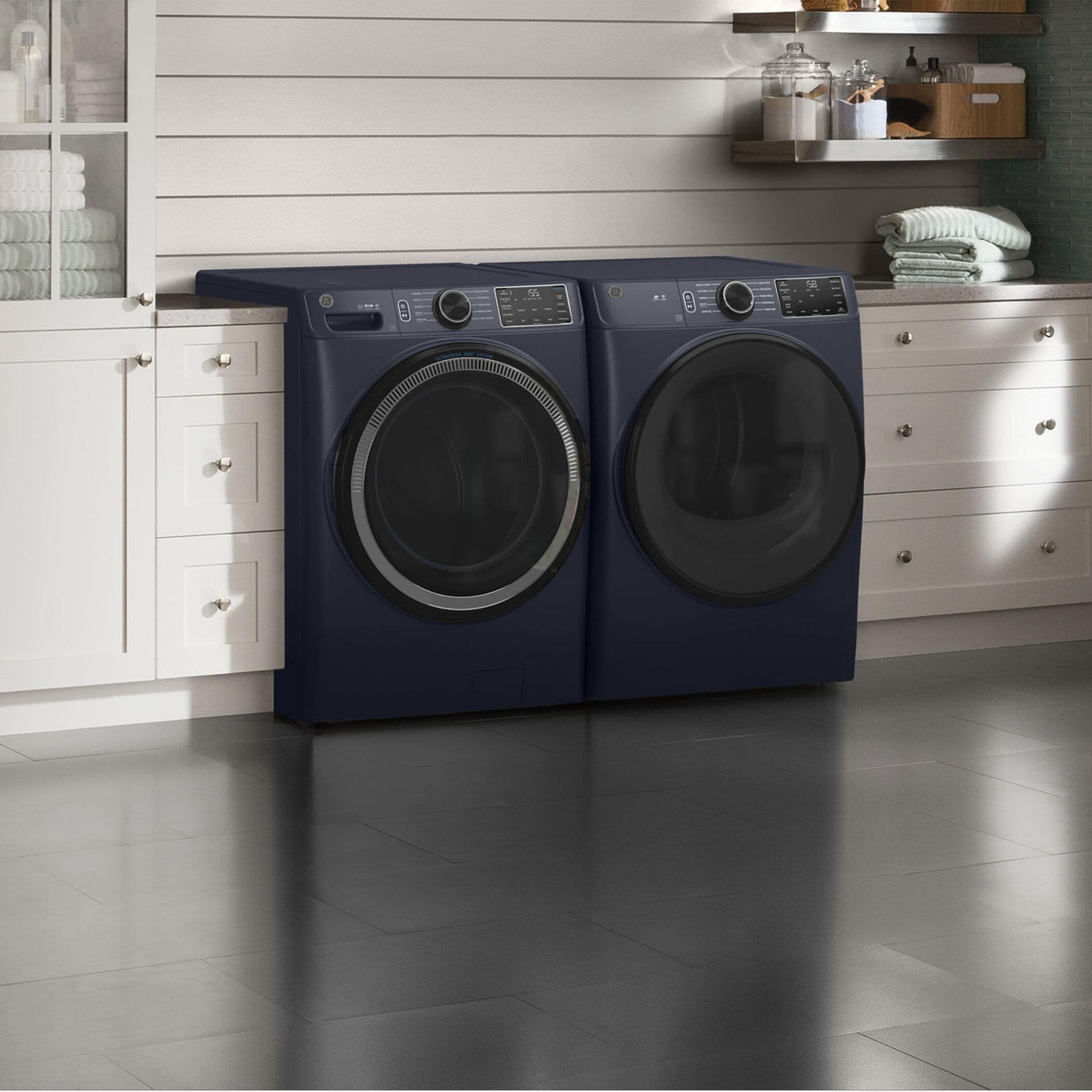 GE Appliances 4.8 Cu. Ft. Front Load Washer with UltraFresh Vent System in Sapphire Blue, , large