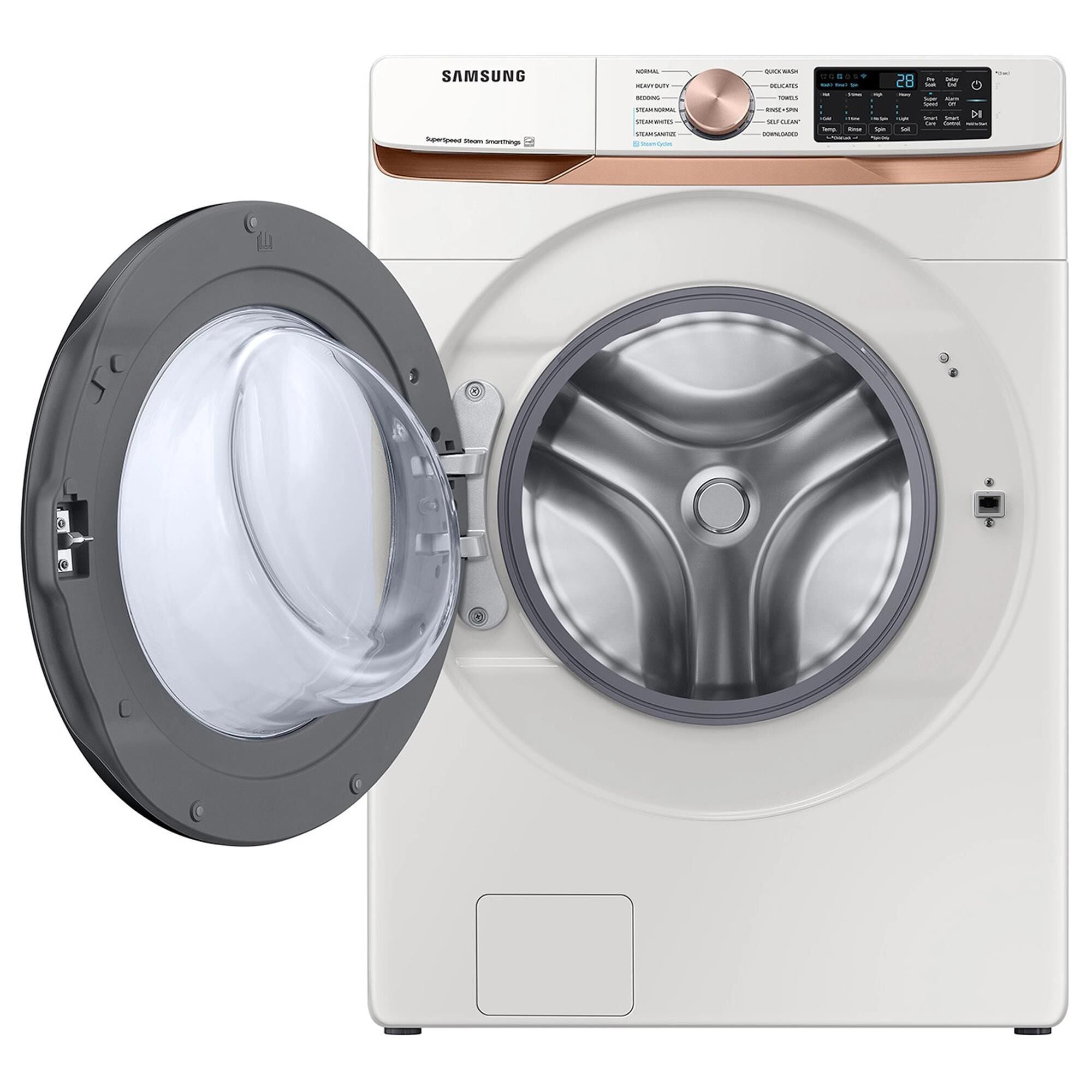 Samsung 5.0 cu. ft. Extra Large Capacity Smart Front Load Washer with Super Speed Wash and Steam in Ivory