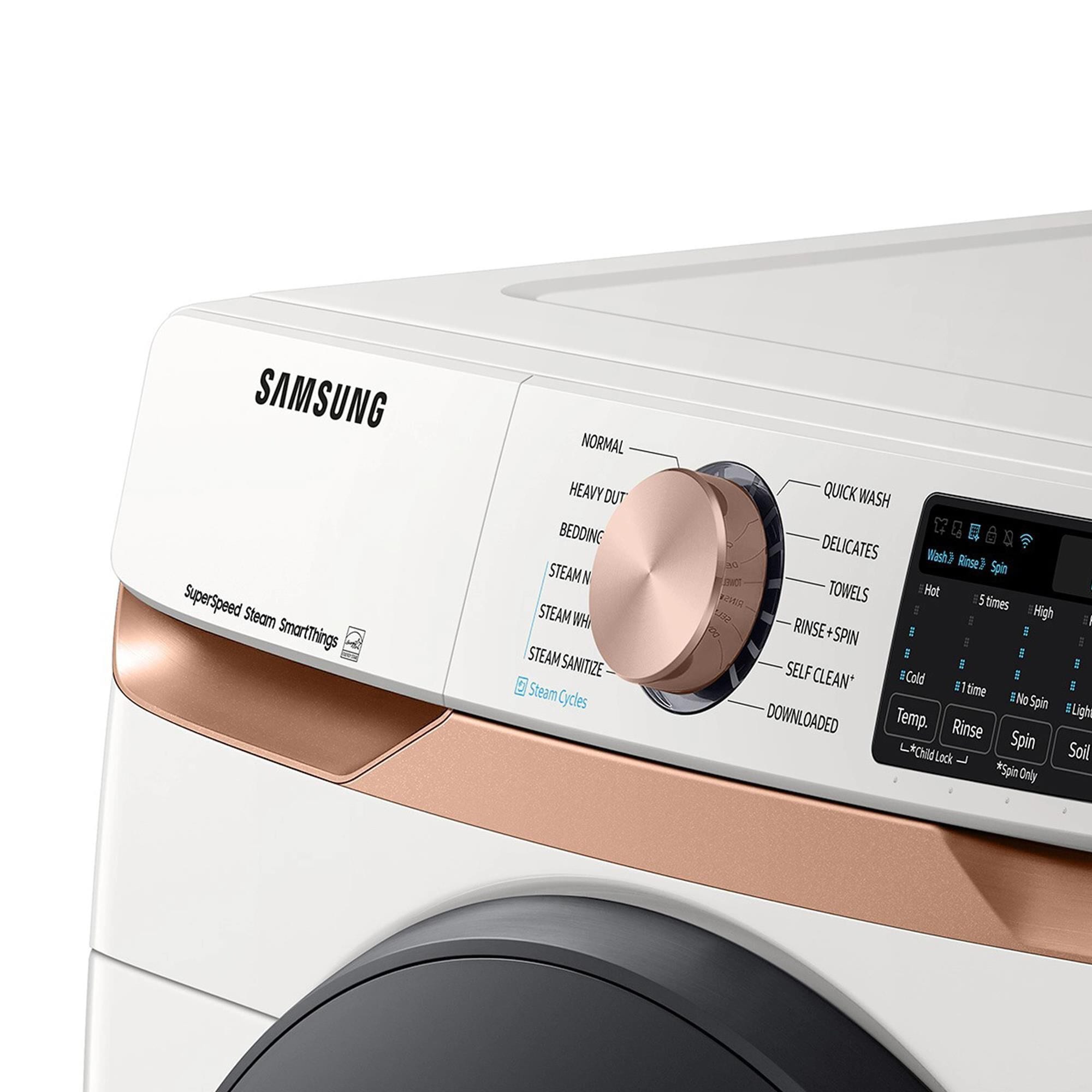 Samsung 5.0 cu. ft. Extra Large Capacity Smart Front Load Washer with Super Speed Wash and Steam in Ivory