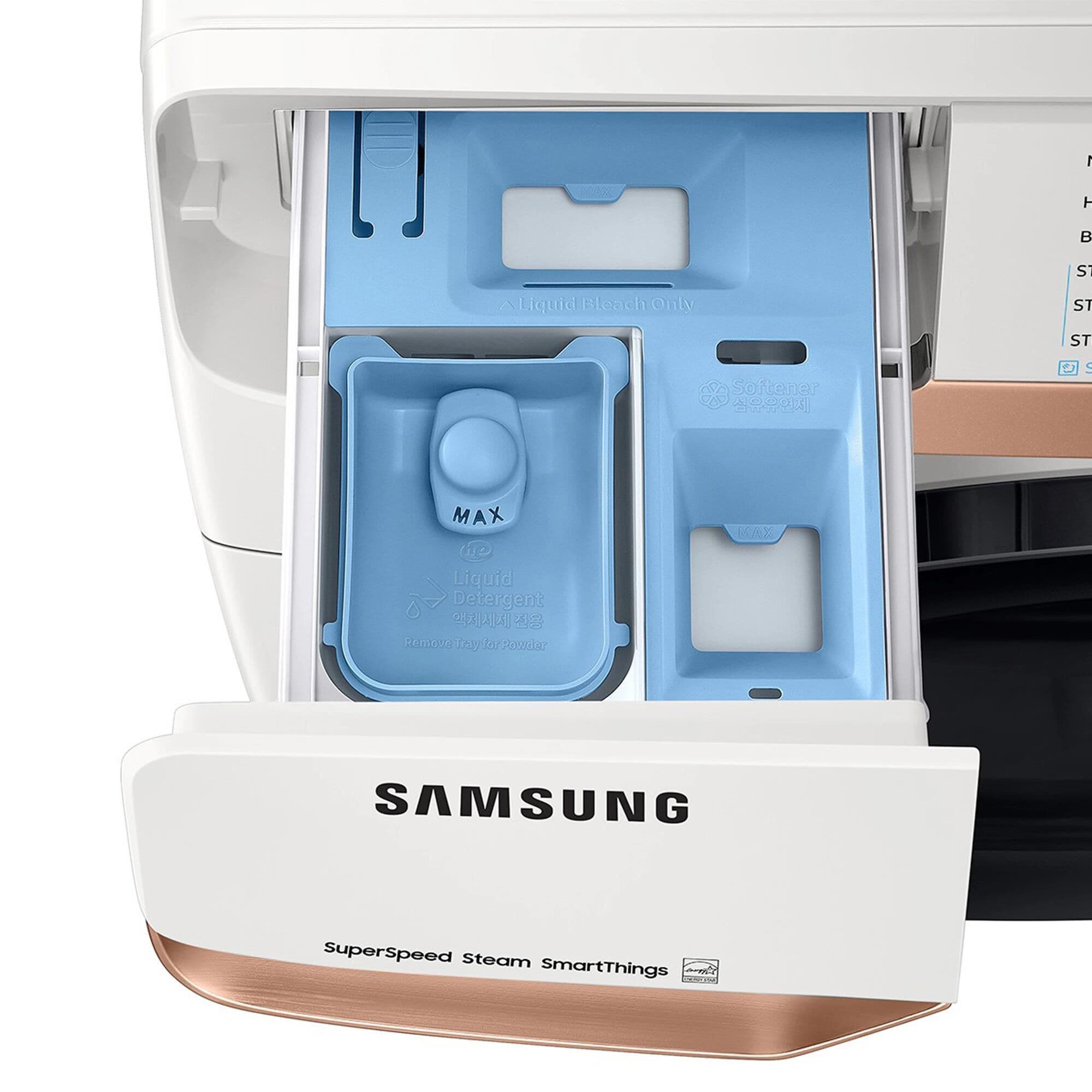 Samsung 5.0 cu. ft. Extra Large Capacity Smart Front Load Washer with Super Speed Wash and Steam in Ivory