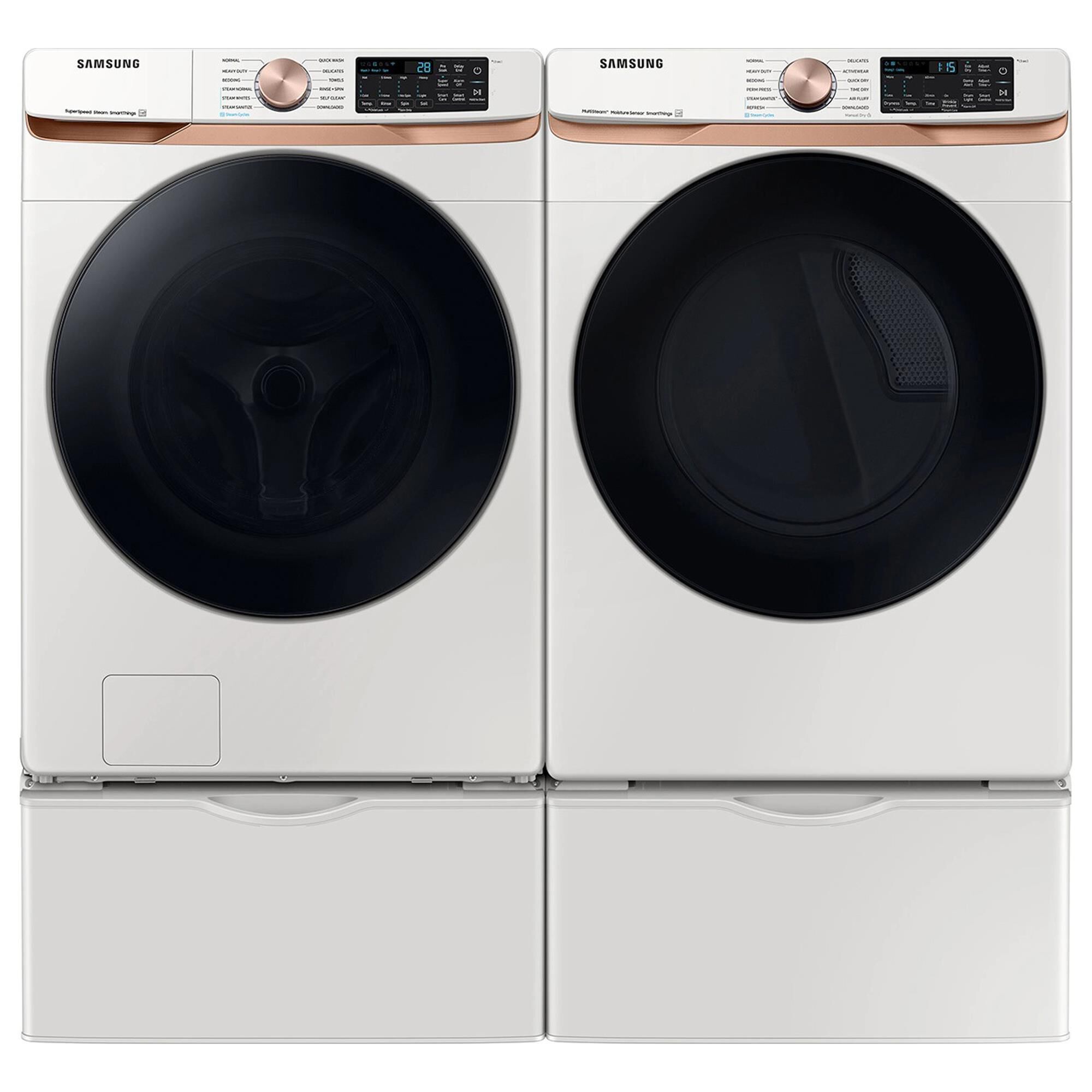 Samsung 5.0 cu. ft. Extra Large Capacity Smart Front Load Washer with Super Speed Wash and Steam in Ivory
