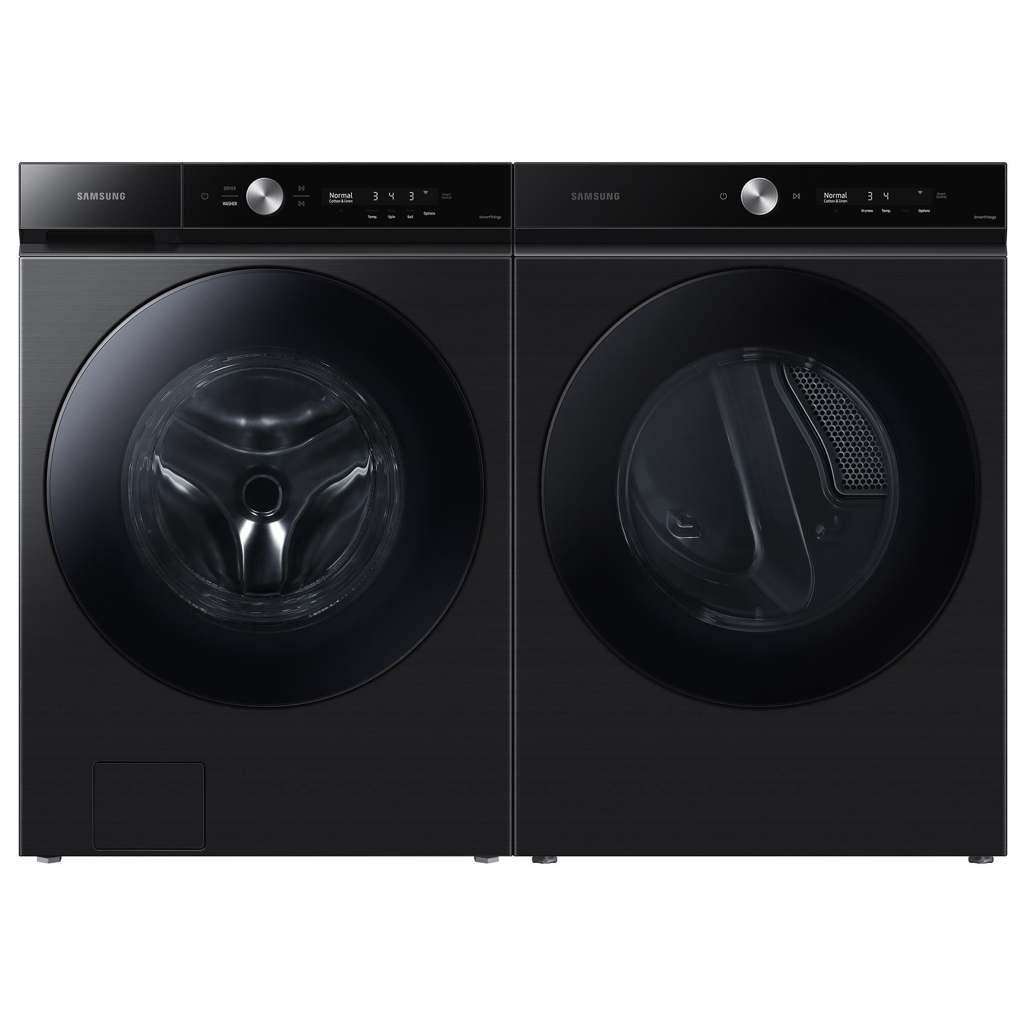 Samsung Bespoke 5.3 Cu. Ft. Front Load Washer and 7.6 Cu. Ft. Electric Dryer Laundry Pair in Brushed Black, , large