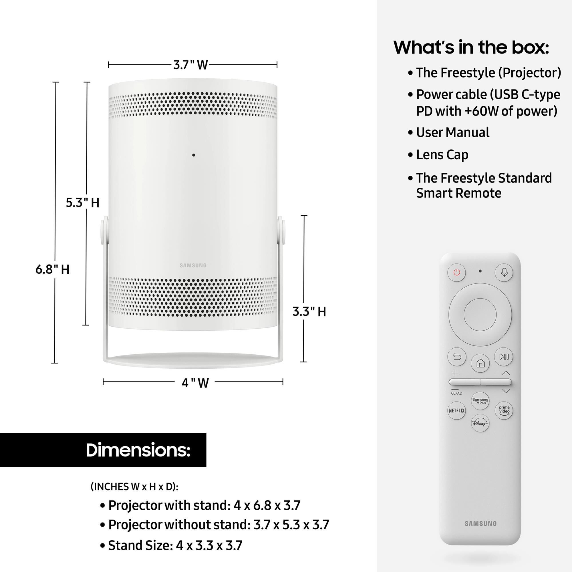 Samsung The Freestyle Projector and Battery Base in White, , large