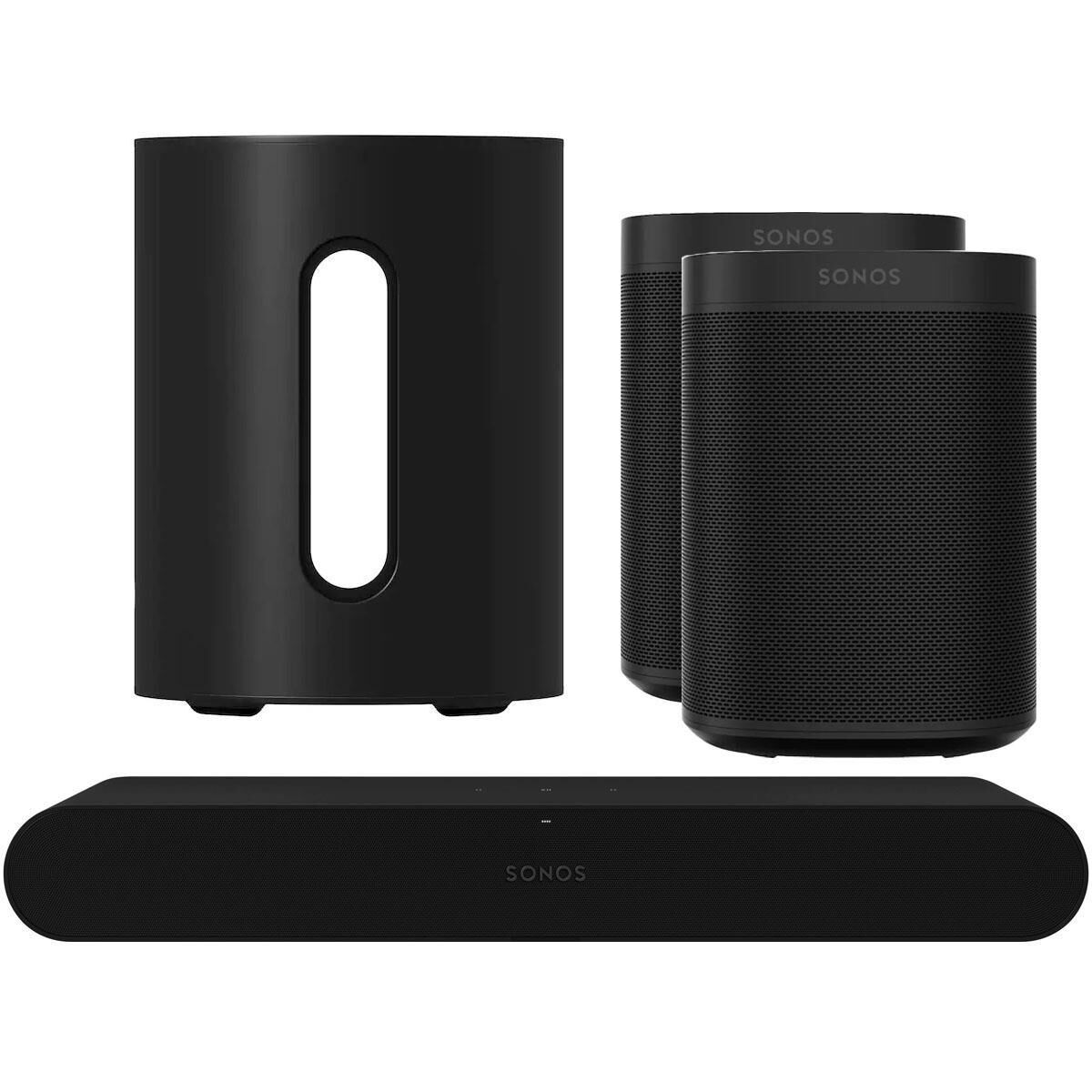 SONOS Immersive Set with Ray Soundbar, Sub Mini and One SL Pair in Black, , large