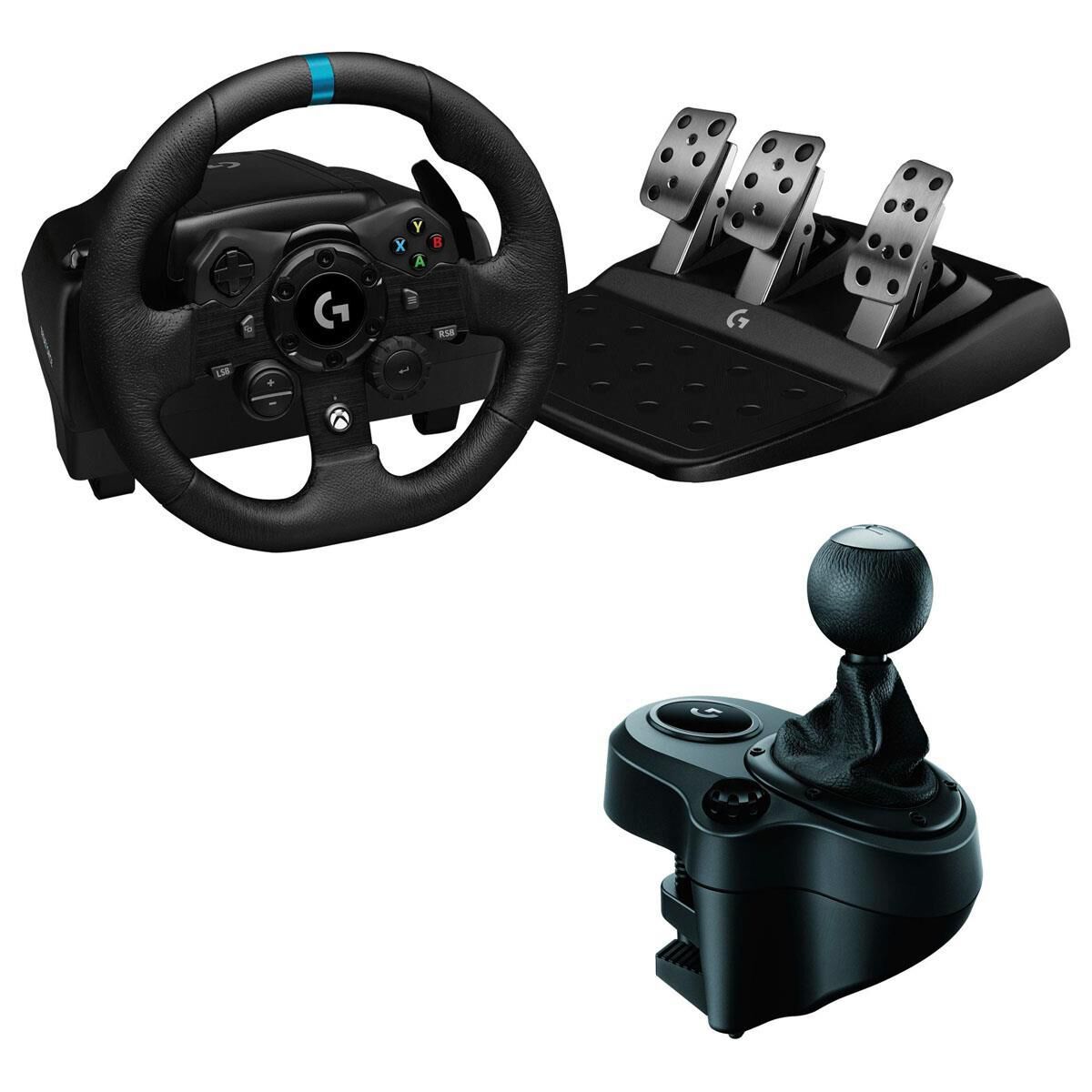 Logitech G923 Racing Wheel and Pedals in Black + Driving Force Shifter - Xbox One