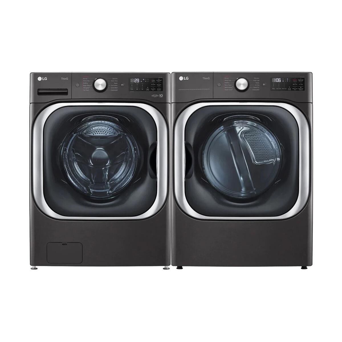 LG 5.2 Cu. Ft. Smart Front Load Washer and 9 Cu. Ft Electric Dryer in Black Steel, , large