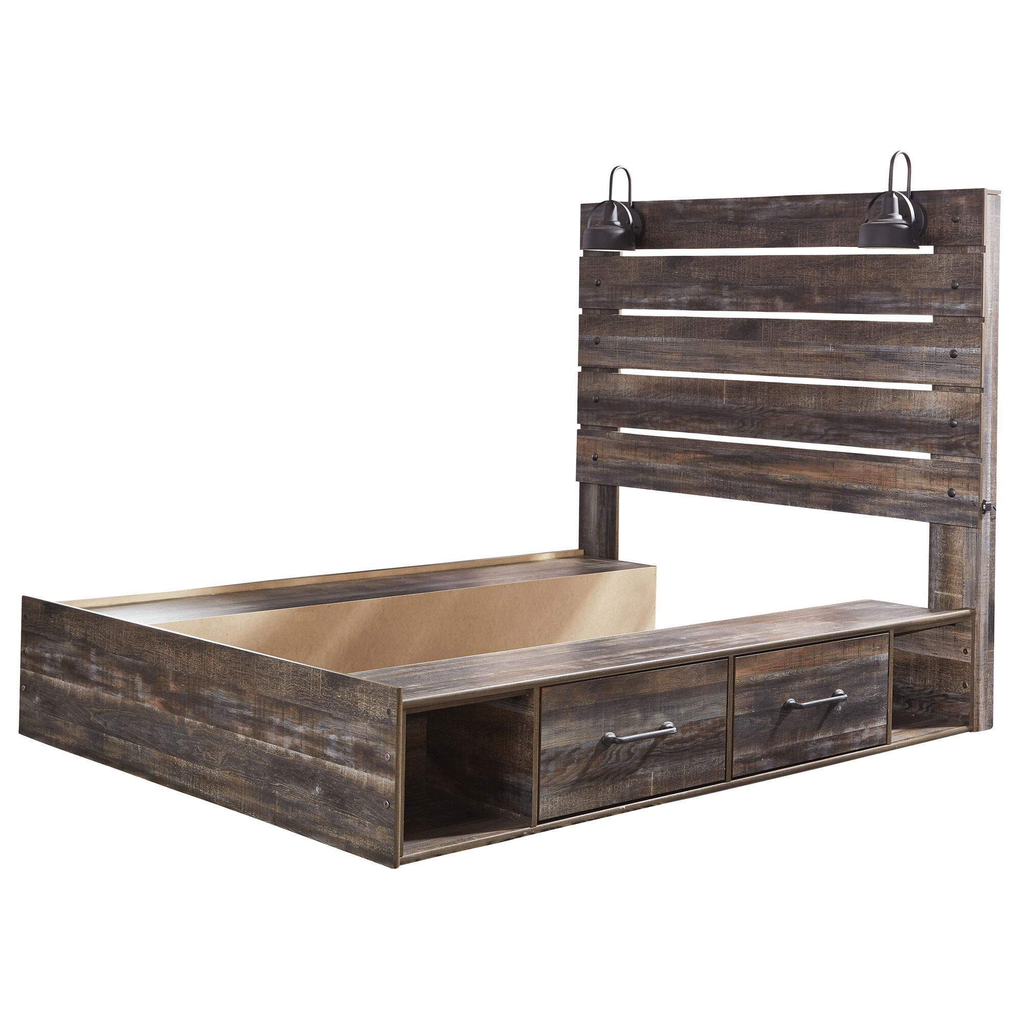 Signature Design by Ashley Drystan Full Panel Bed with Storage in Brown Rustic, , large