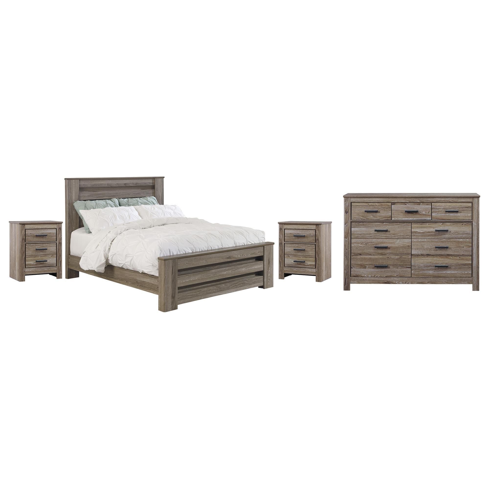 Signature Design by Ashley Zelen 4-Piece Queen Bedroom Set in Warm Gray, , large