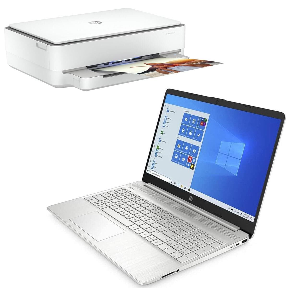 HP 15.6" Laptop, Intel Core i3, 8GB/256GB SSD, Windows 11 + Envy 6055e All-In-One Printer in White, , large