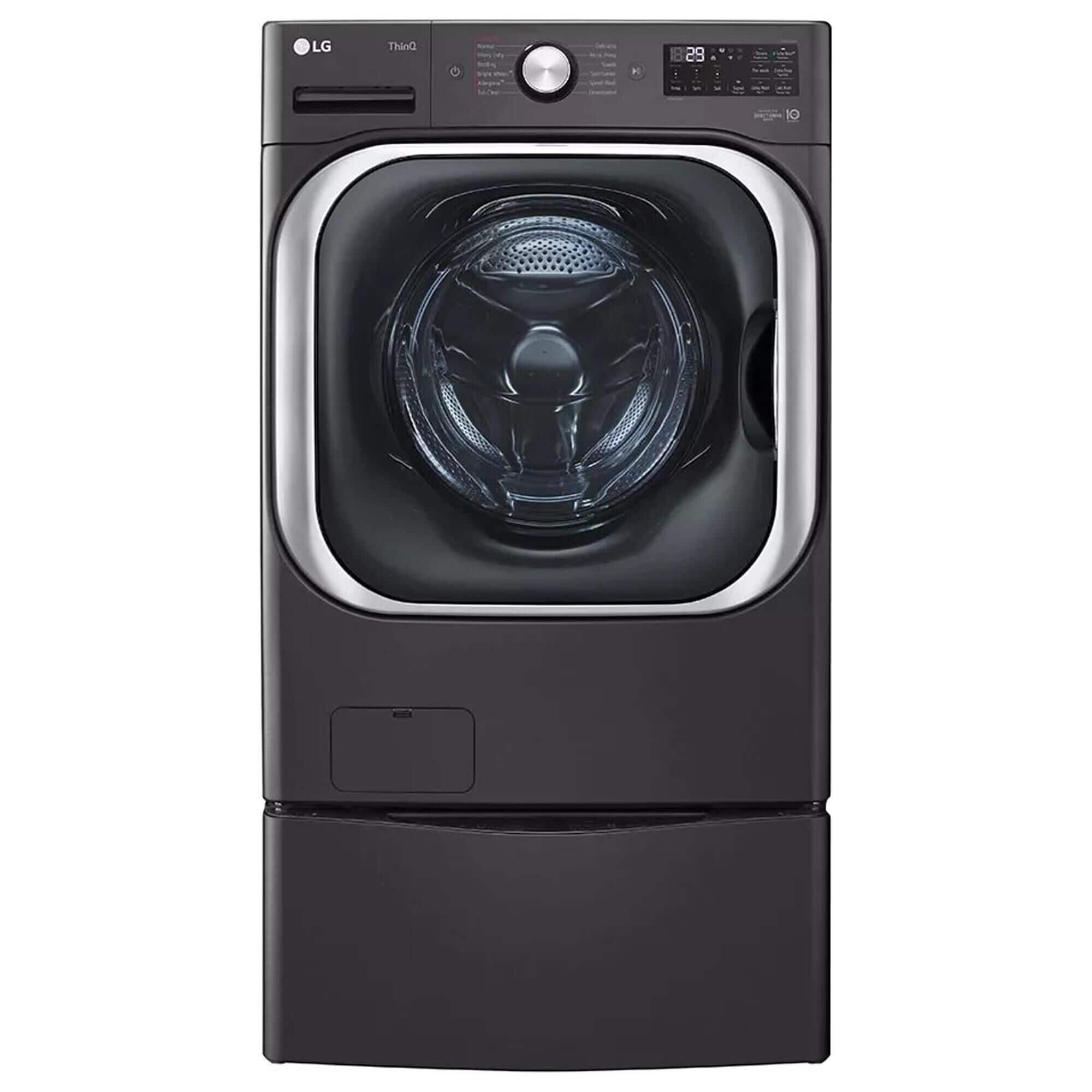LG 5 Cu. Ft. Smart Front Load Washer with Pedestal in Black Steel, , large