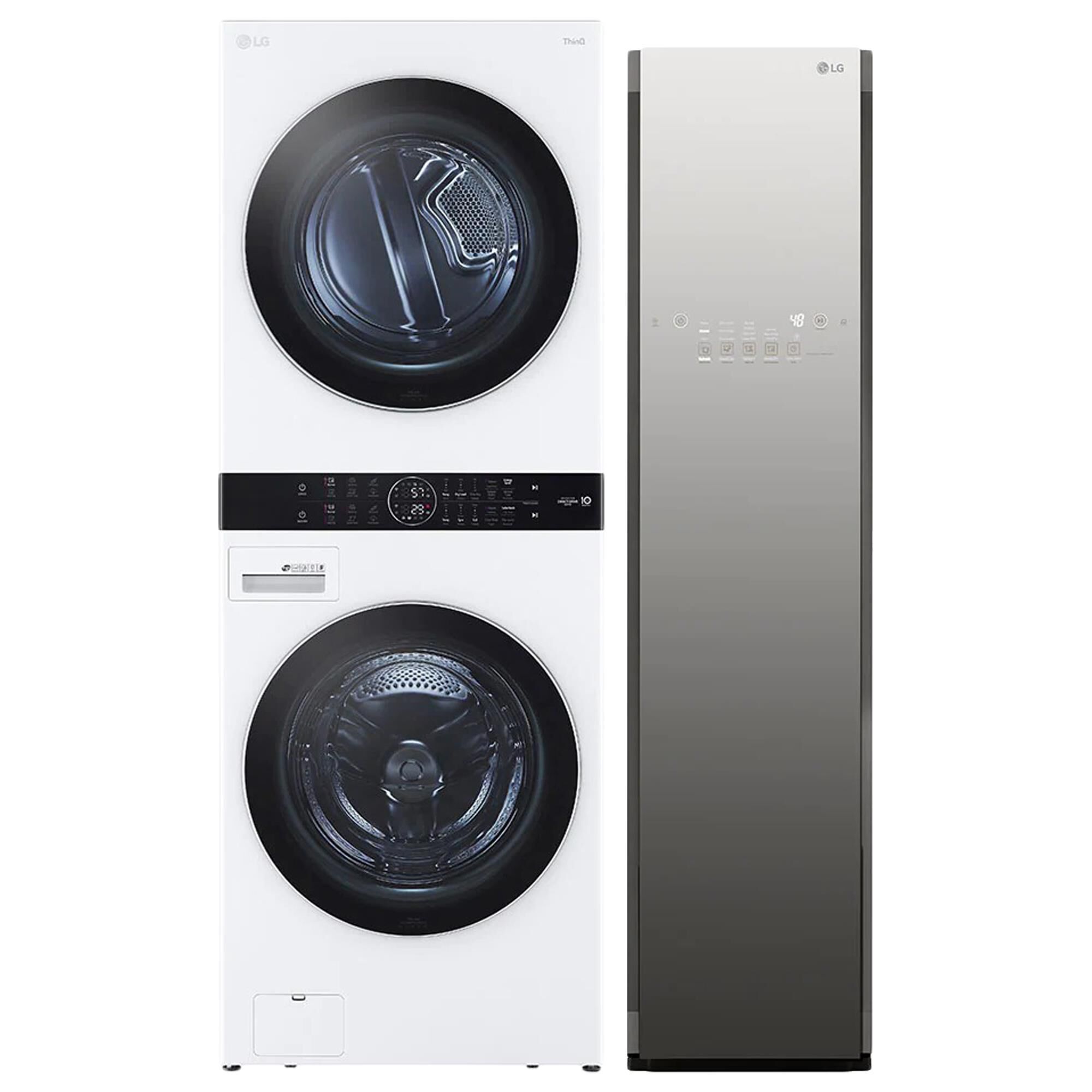 LG Appliance Single Unit WashTower with Center Control in White and Wi-Fi Enabled Steam Clothing Styler in Mirror, , large