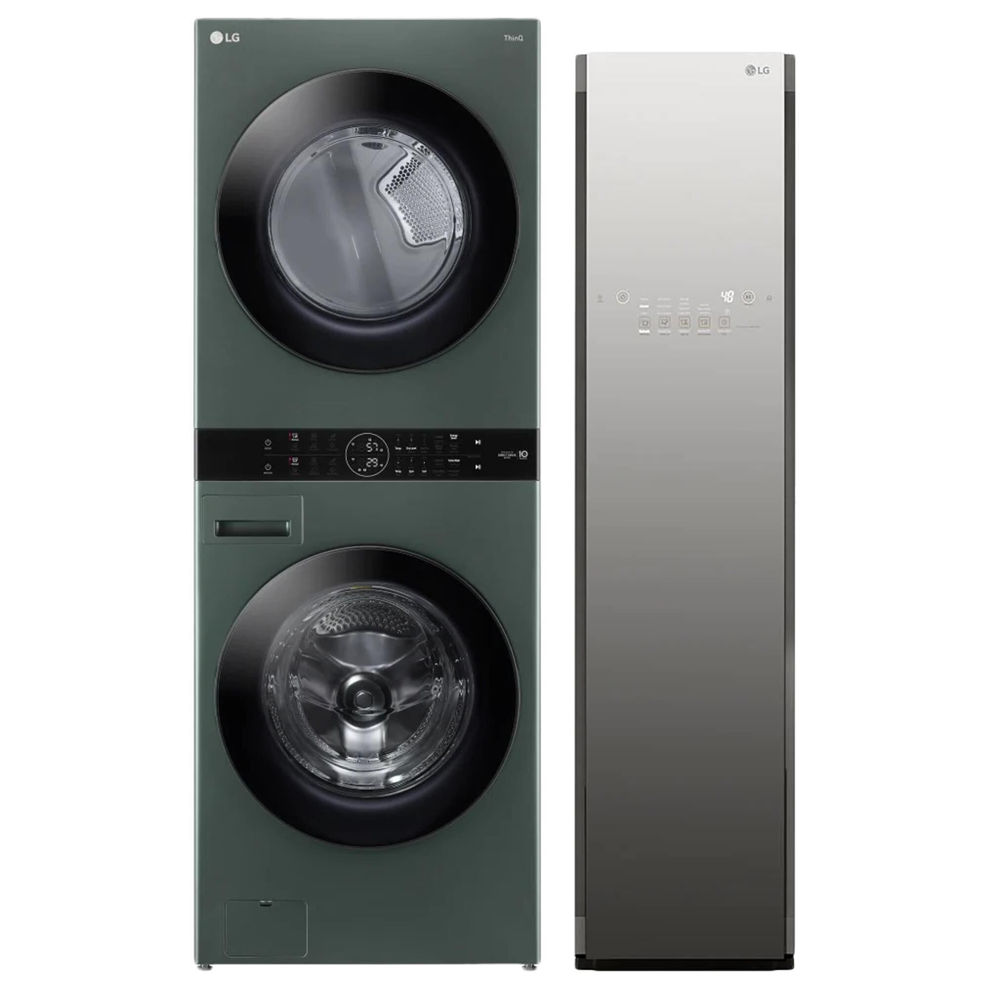 LG Appliance Single Unit WashTower with Center Control in Nature Green and Wi-Fi Enabled Steam Clothing Styler in Mirror, , large