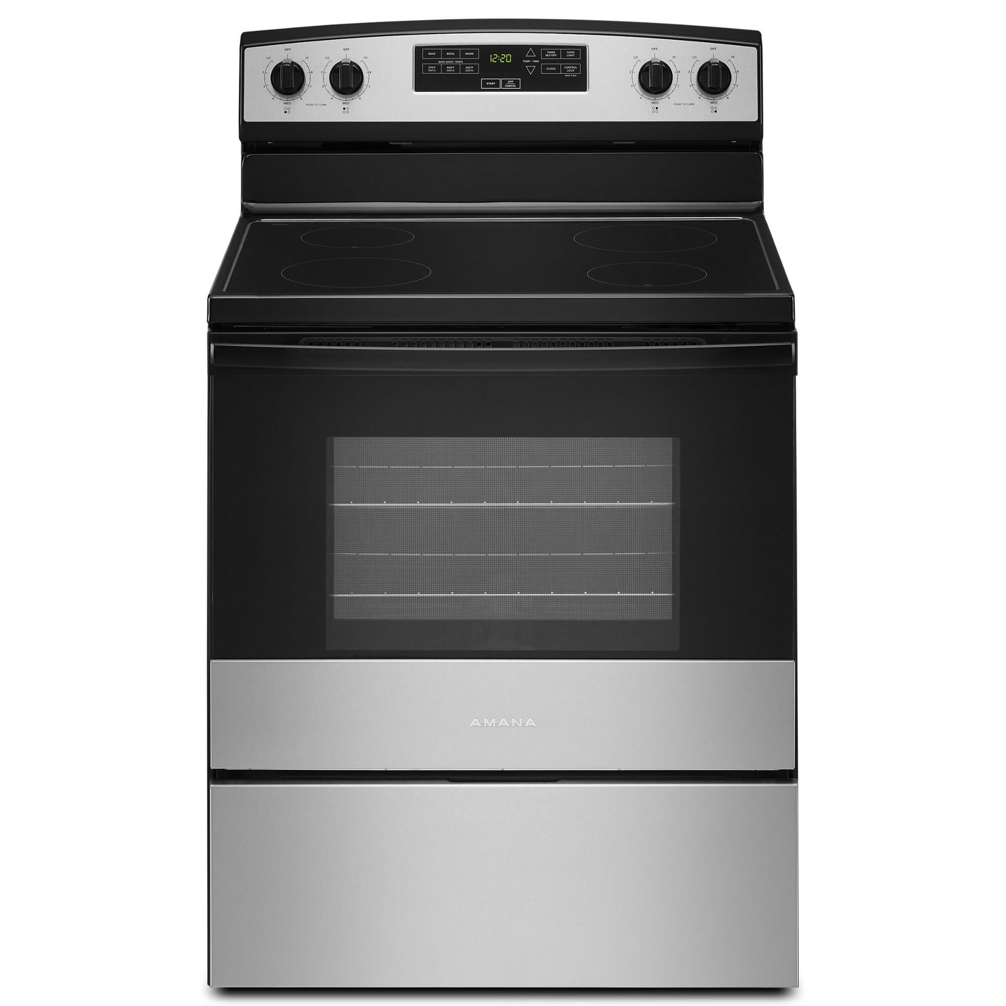 Whirlpool 30" Amana Electric Range with Extra-Large Oven Window in Stainless Steel, , large