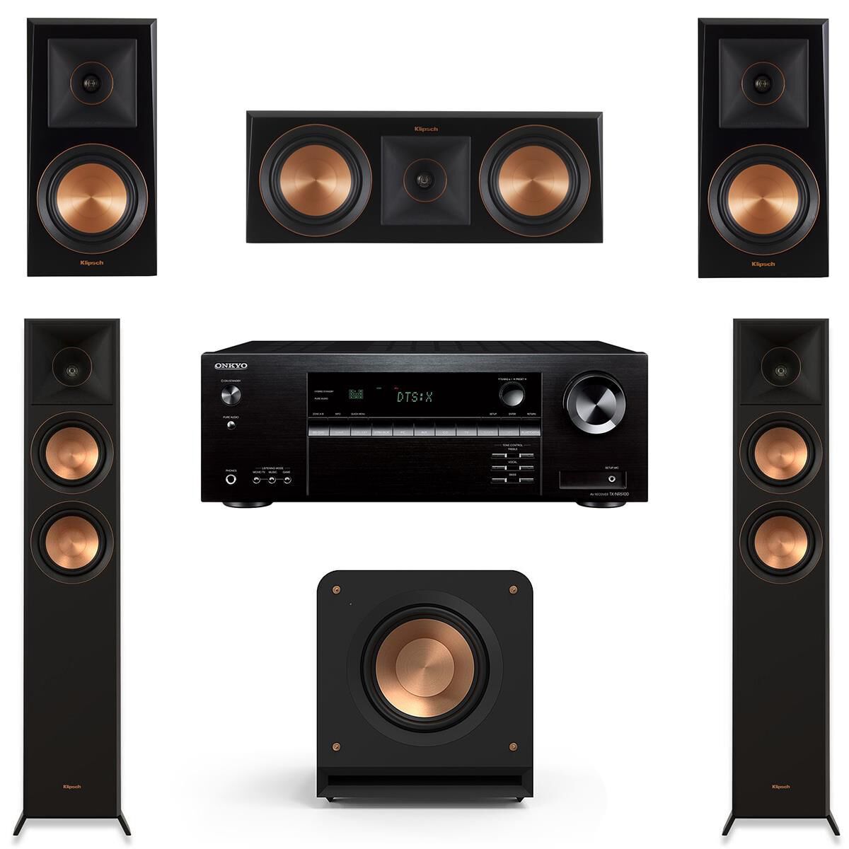 Onkyo TXNR5100 Home Theater System Featuring Klipsch Speakers in Black and Ebony, , large