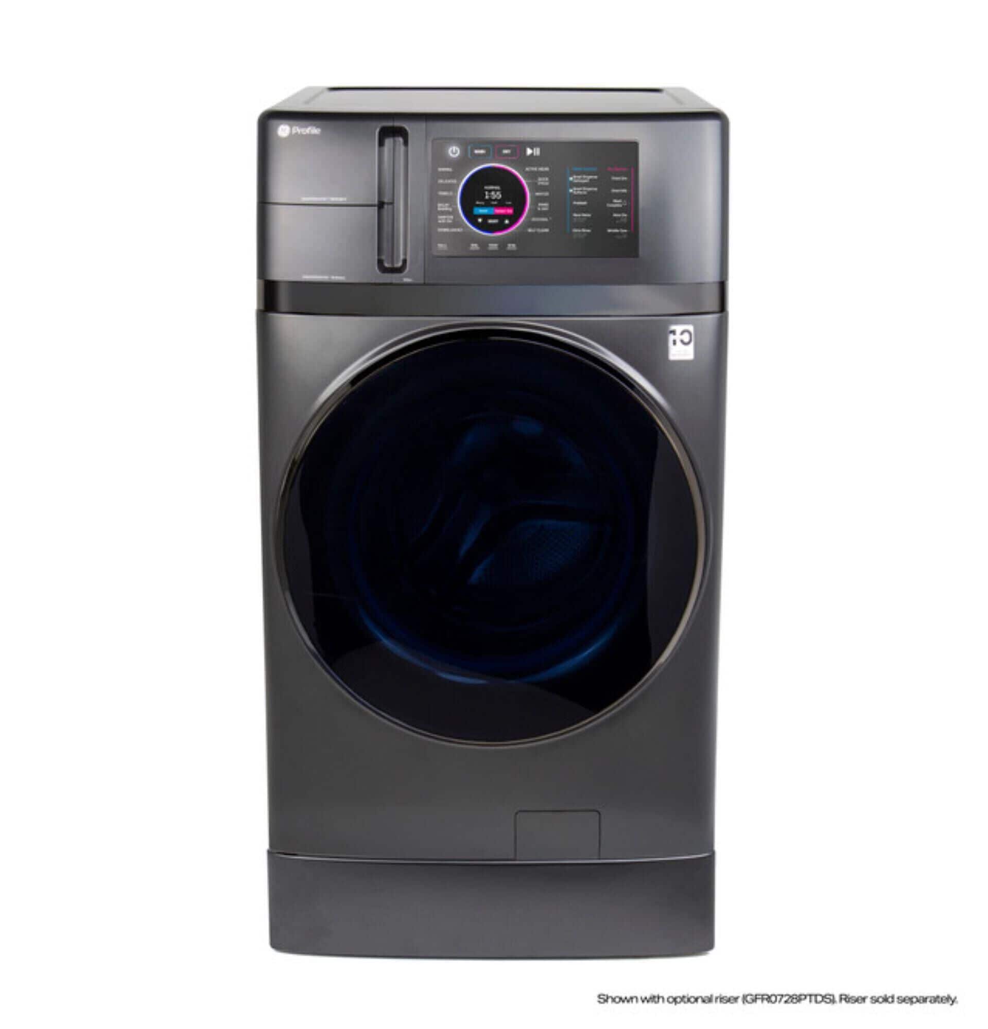 GE Profile 4.8 Cu. Ft. Ultra Fast Combo Washer/Dryer with 7" Pedestal in Slate, , large