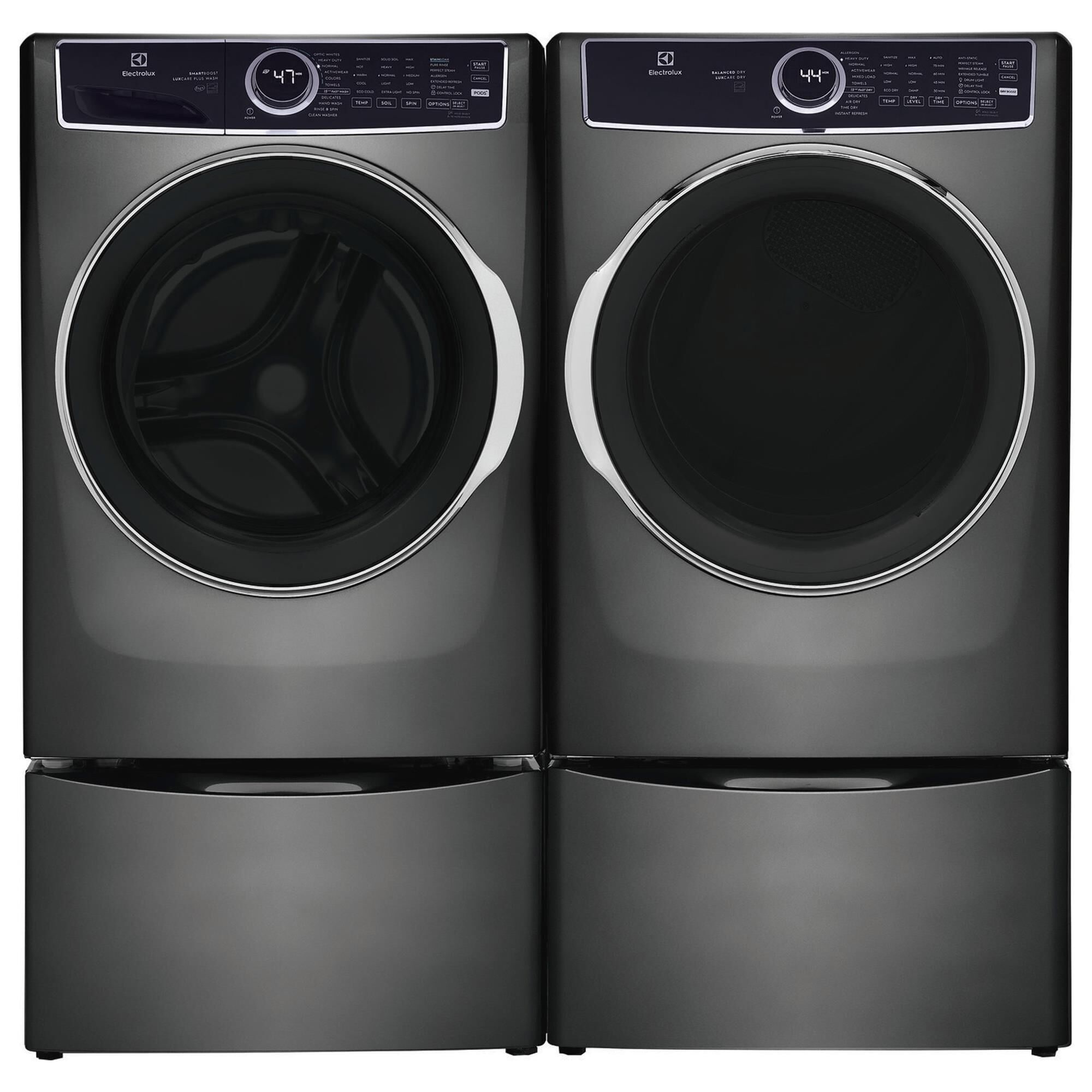 Electrolux 4.5 Cu. Ft. SmartBoost Front Load Washer and 8.0 Cu. Ft. Electric Dryer Laundry Pair with Pedestal in Titanium, , large