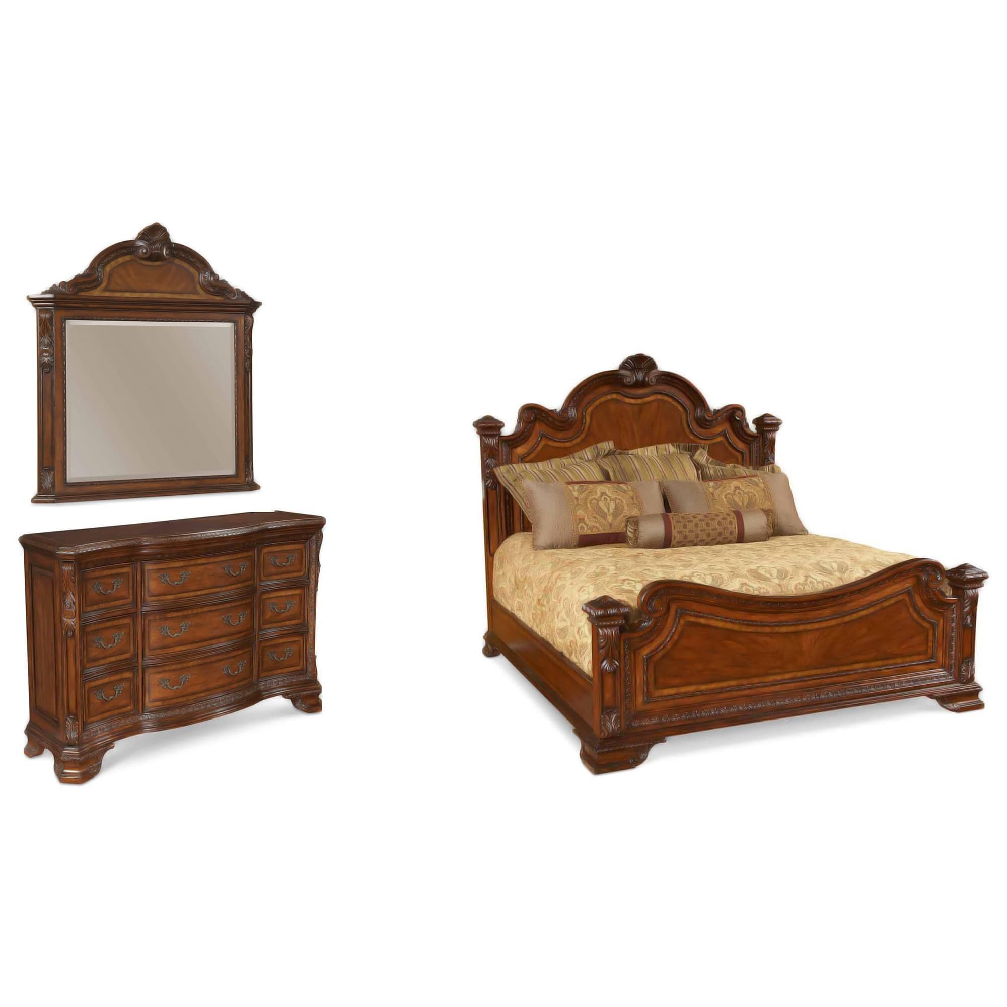 Vantage Old World 3-Piece Queen Bedroom Set in Medium Cherry, , large