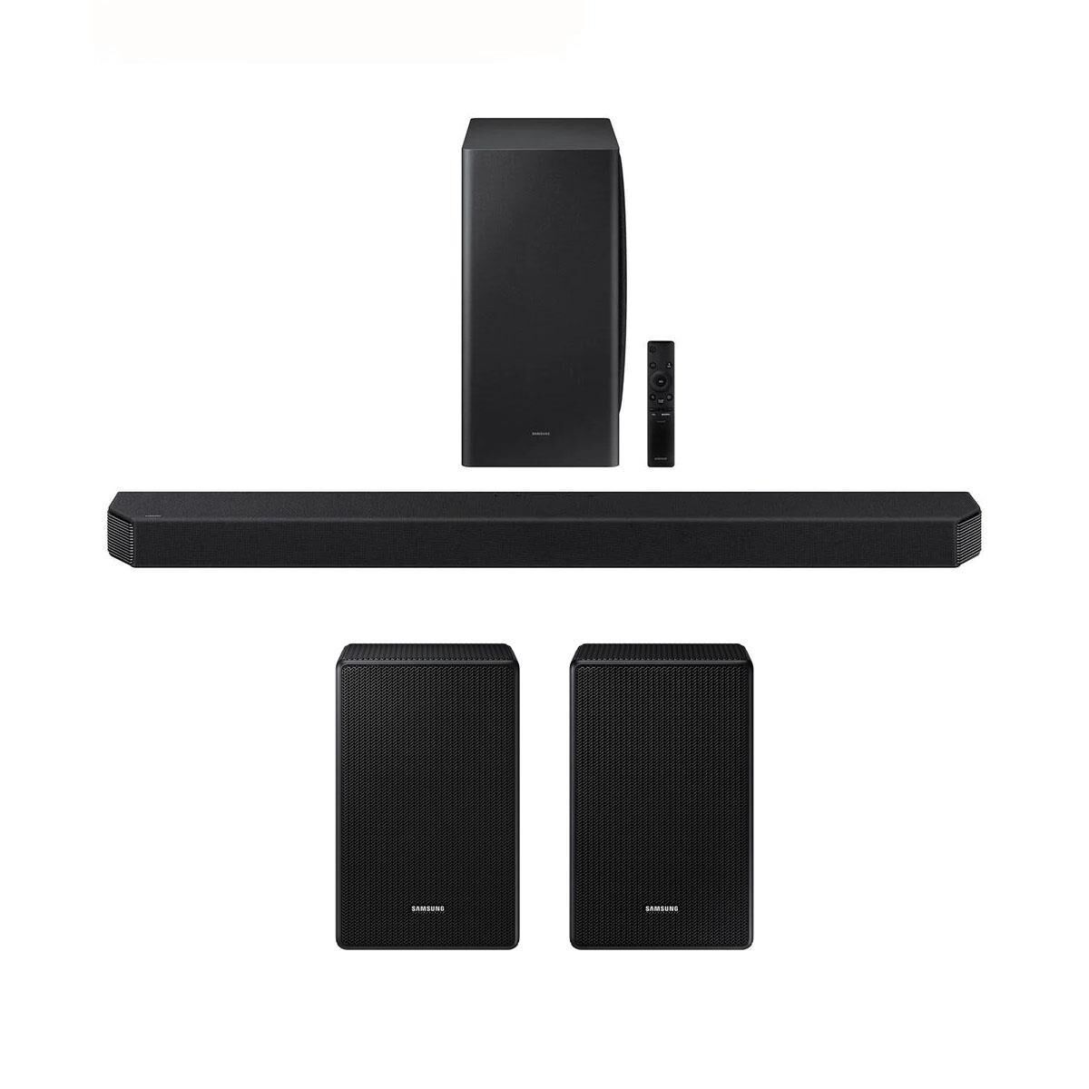 Samsung 9.1.2ch Atmos Soundbar + Wireless Rear Speaker Kit with Dolby Atmos, , large