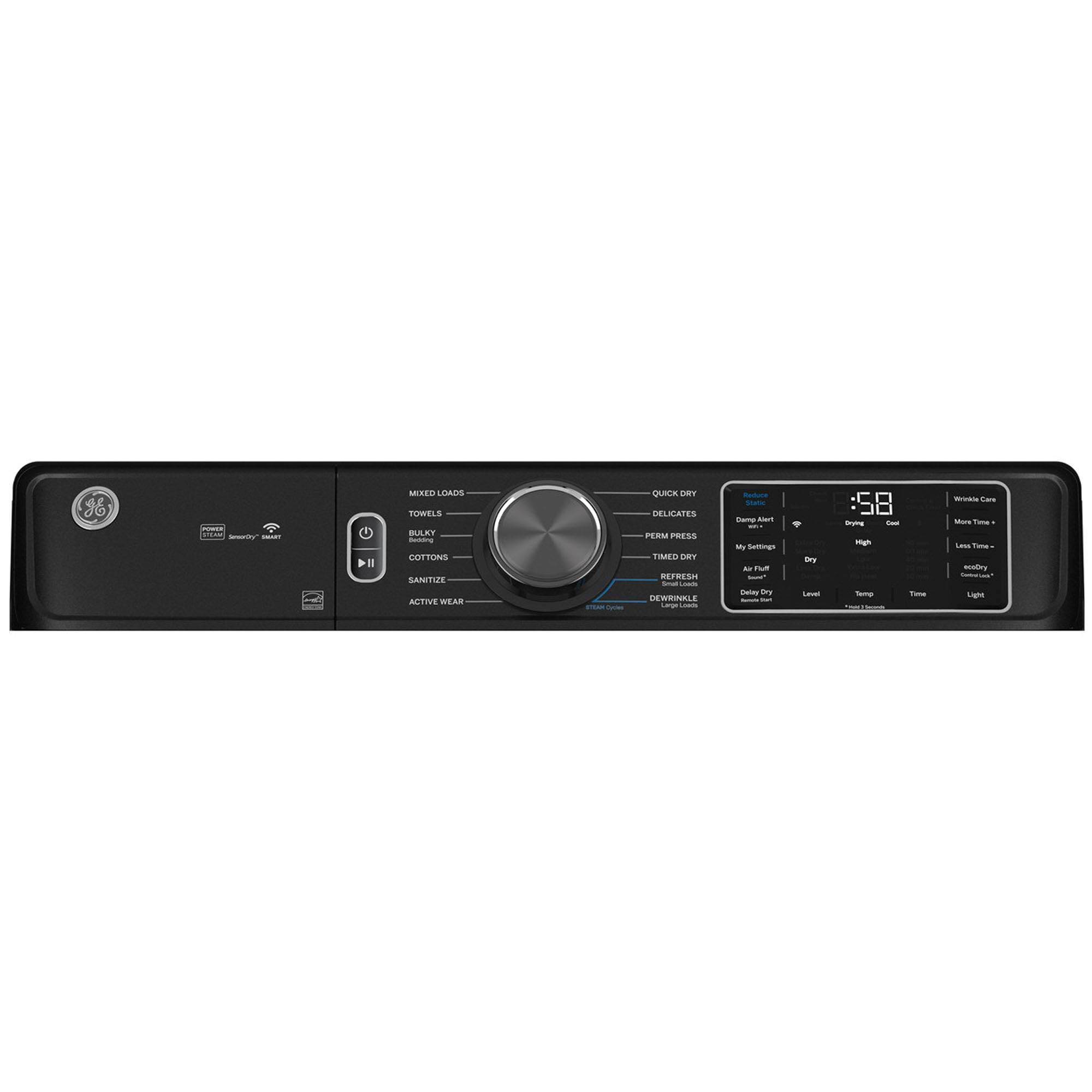GE Appliances 7.8 Cu. Ft. Capacity Smart Front Load Gas Dryer with Steam and Sanitize Cycle in Carbon Graphite, , large