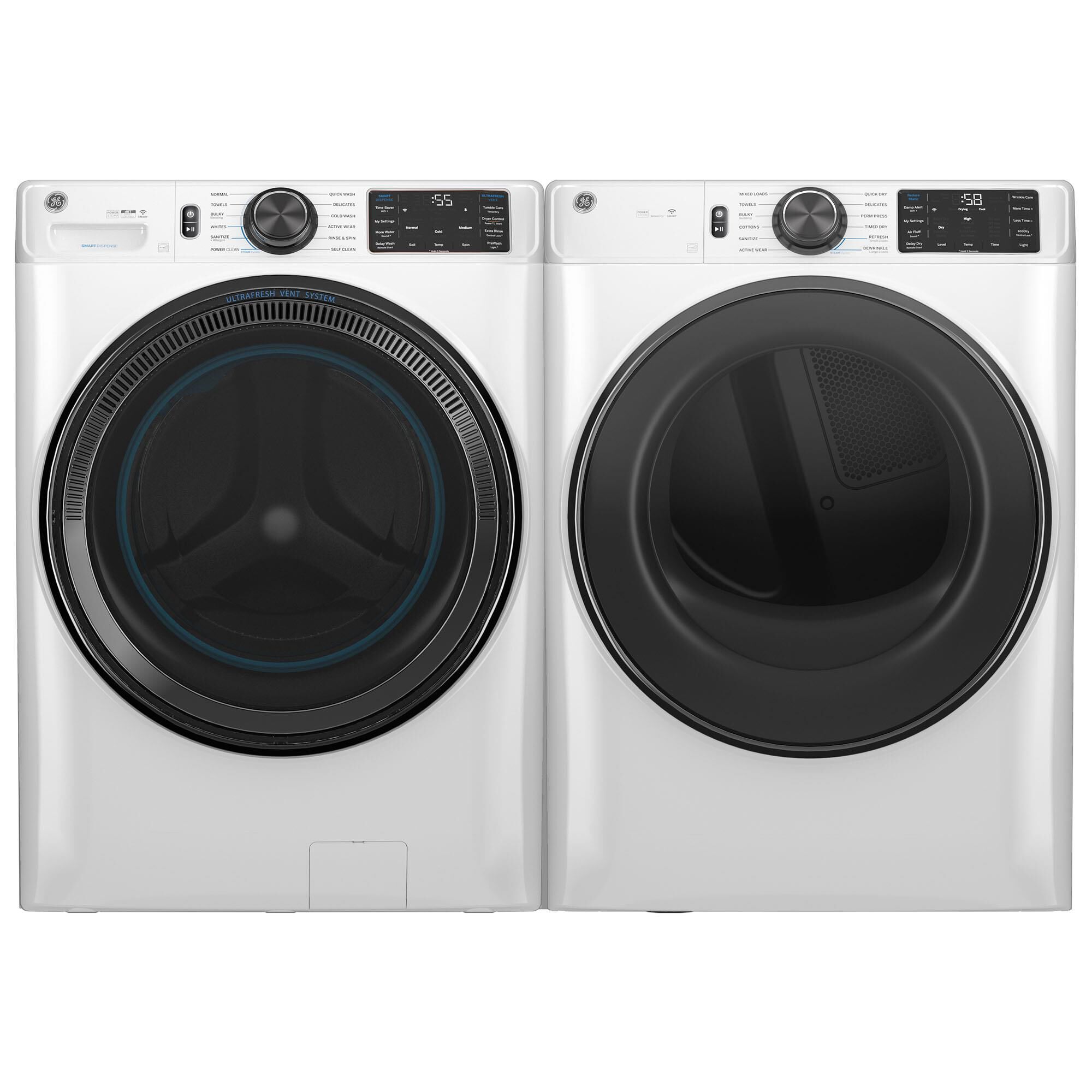 GE Appliances 5.0 Cu. Ft. Washer and 7.8 Cu. Ft. Electric Dryer in White, , large