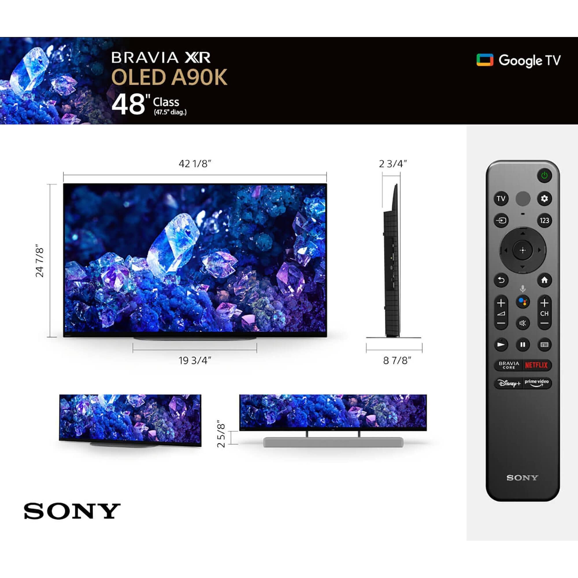 Sony 42" 4K HDR OLED TV with Google Smart TV with 3.1 Channels Dolby Atmos Soundbar in Black, , large