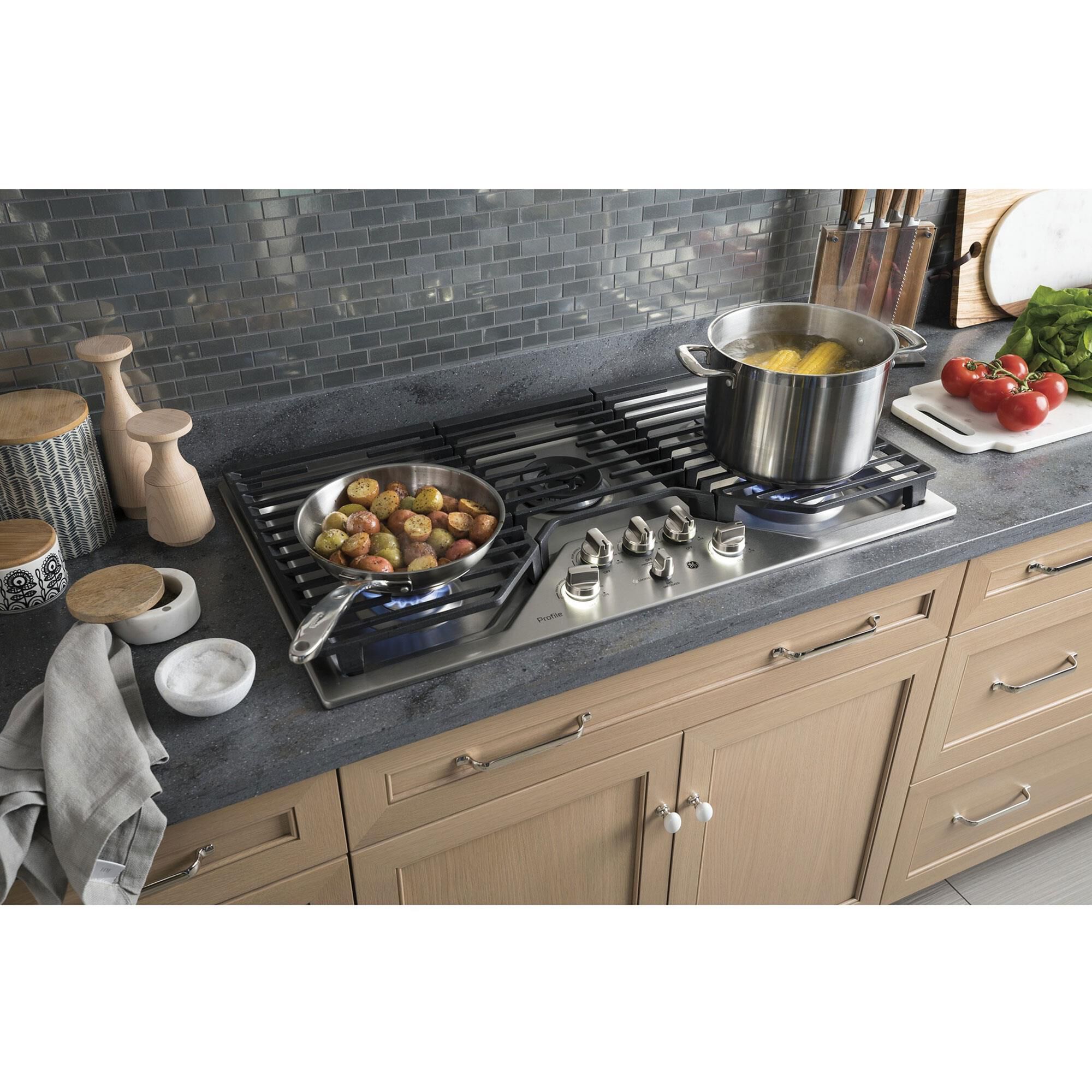 GE Profile 2-Piece Kitchen Package with 30" Built-In Double Wall Oven and 36" Gas Cooktop in Stainless Steel, , large