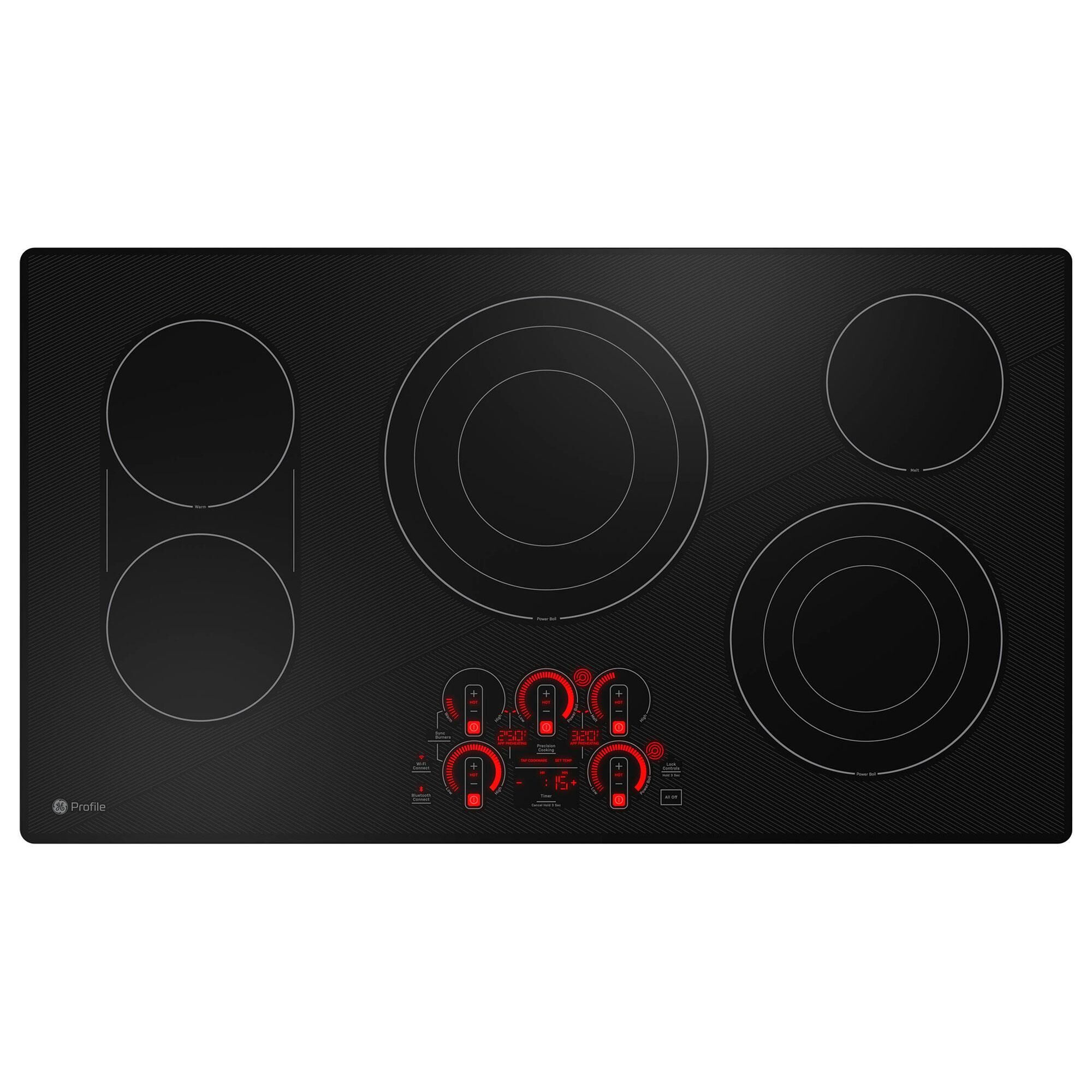 GE Profile 2-Piece Kitchen Package with 30" Built-In Double Wall Oven and 36" Electric Cooktop in Stainless Steel and Black, , large