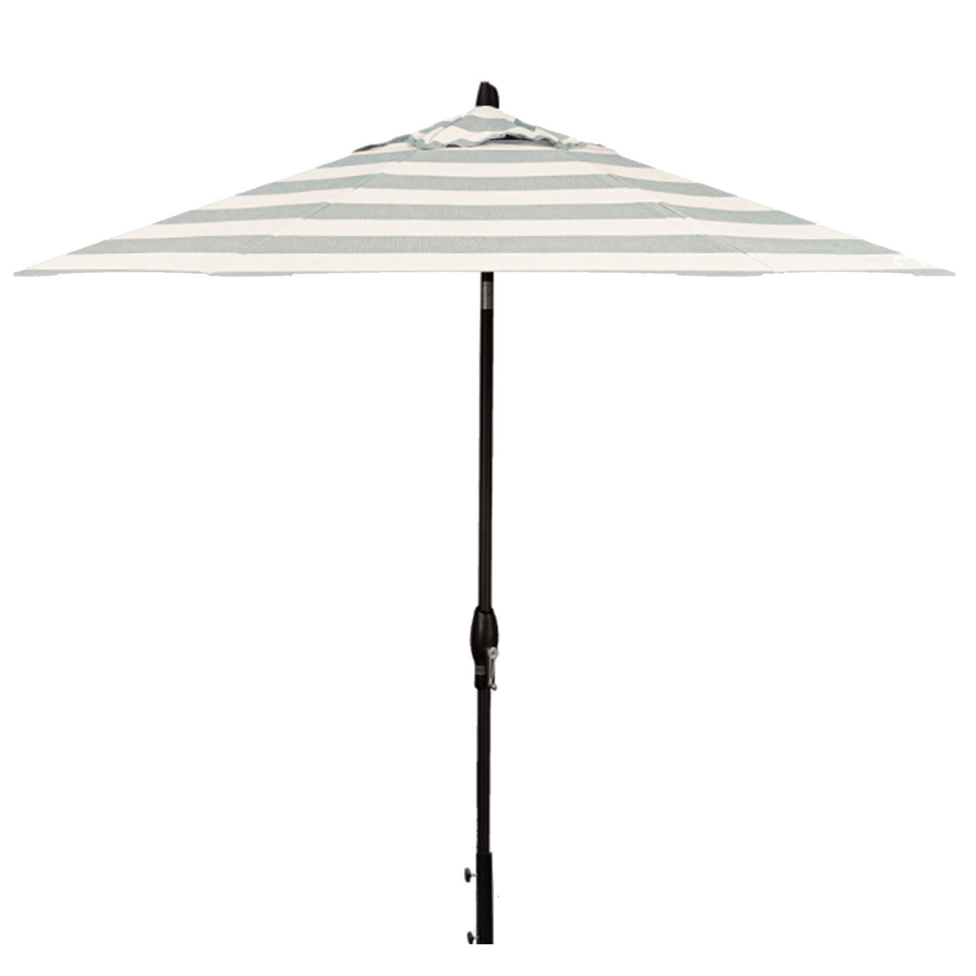 Garden Party 9" New Block Sea Stripe Market Umbrella in Black Frame without Base, , large