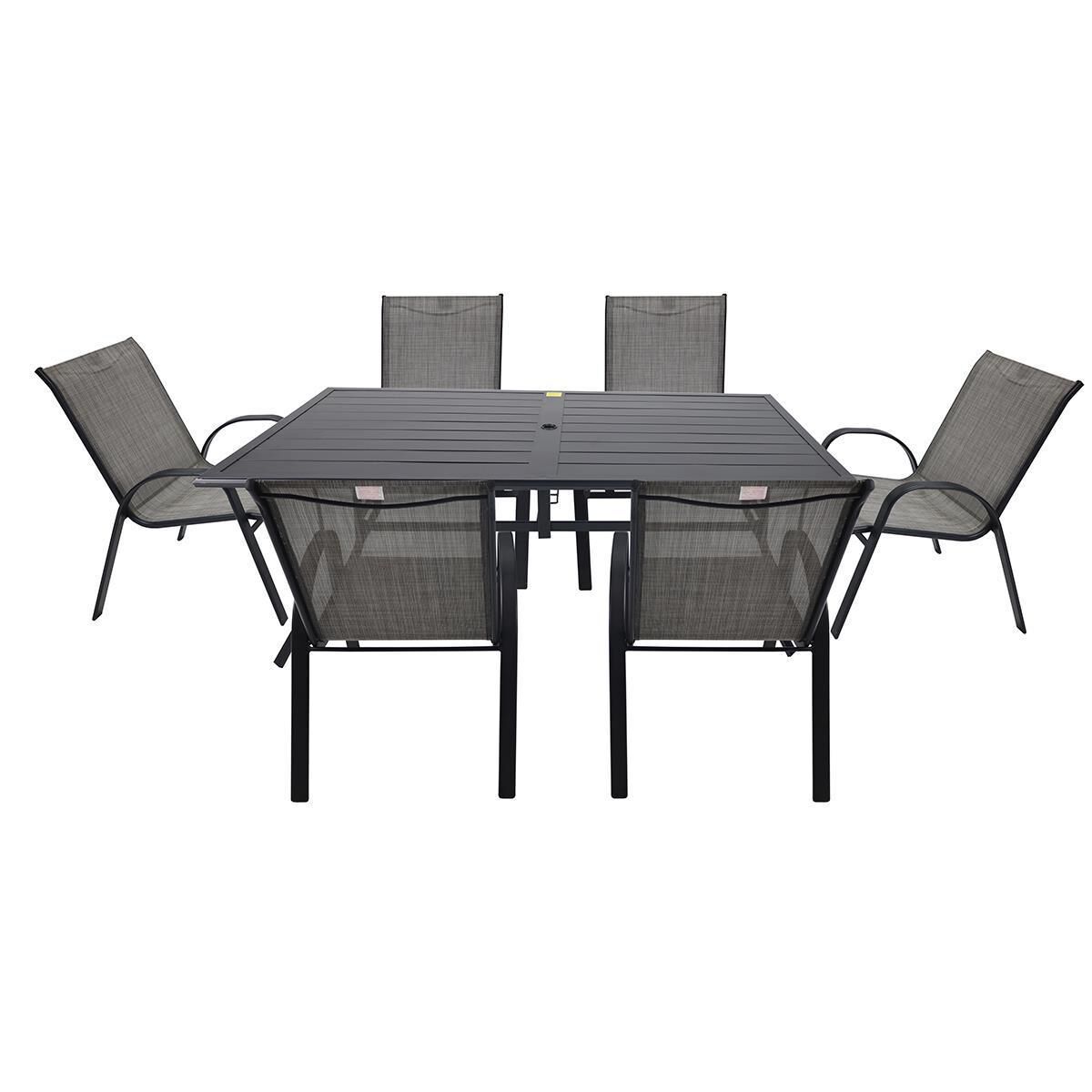 Redline Creation Inc. 7-Piece Dining Set in Matte Black, , large