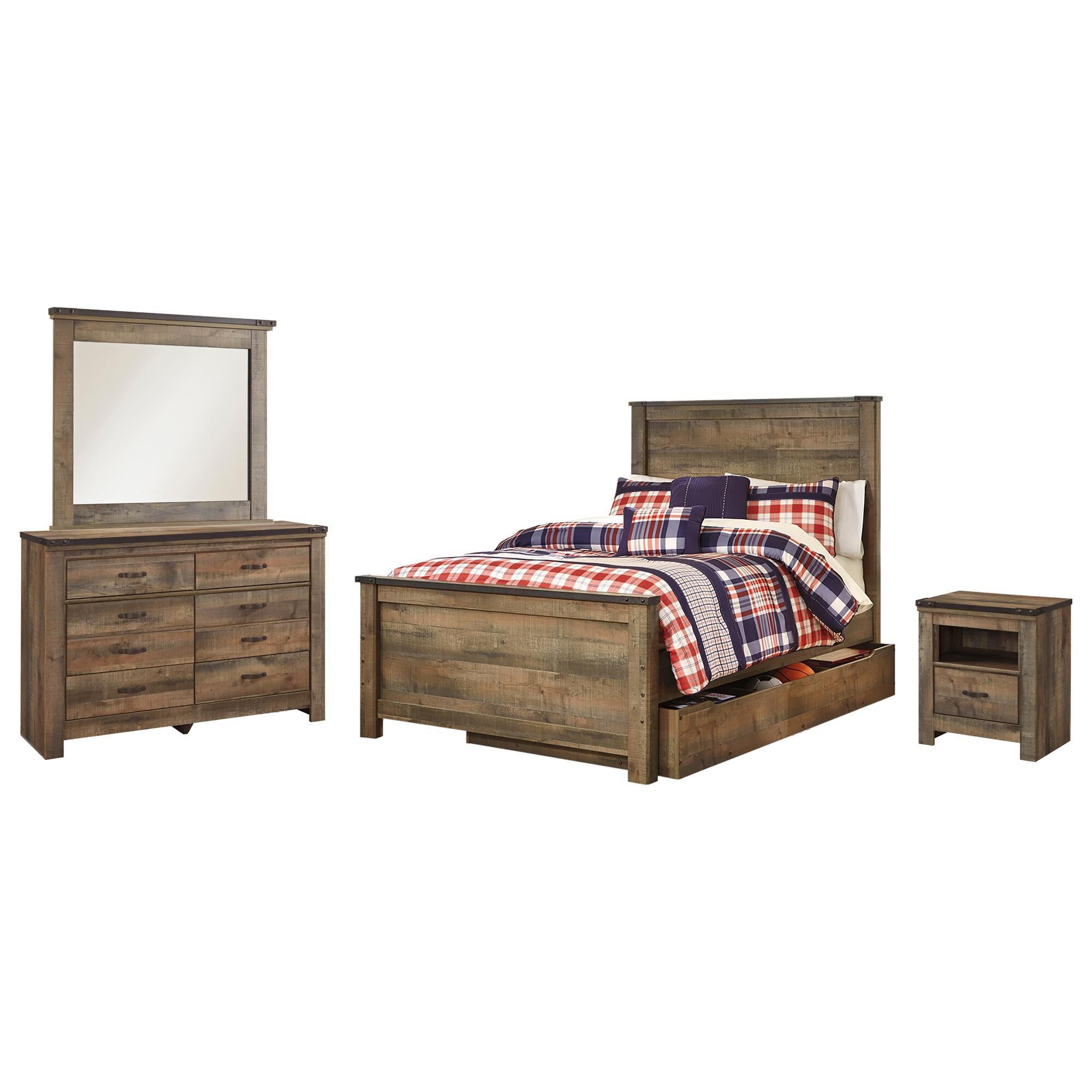 Signature Design by Ashley Trinell 4-Piece Twin Storage Bedroom Set in Brown, , large