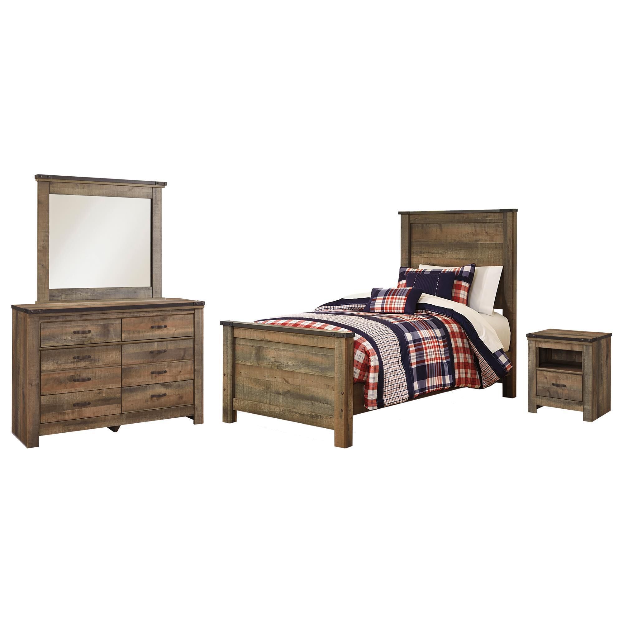 Signature Design by Ashley Trinell 4-Piece Twin Bedroom Set in Brown, , large