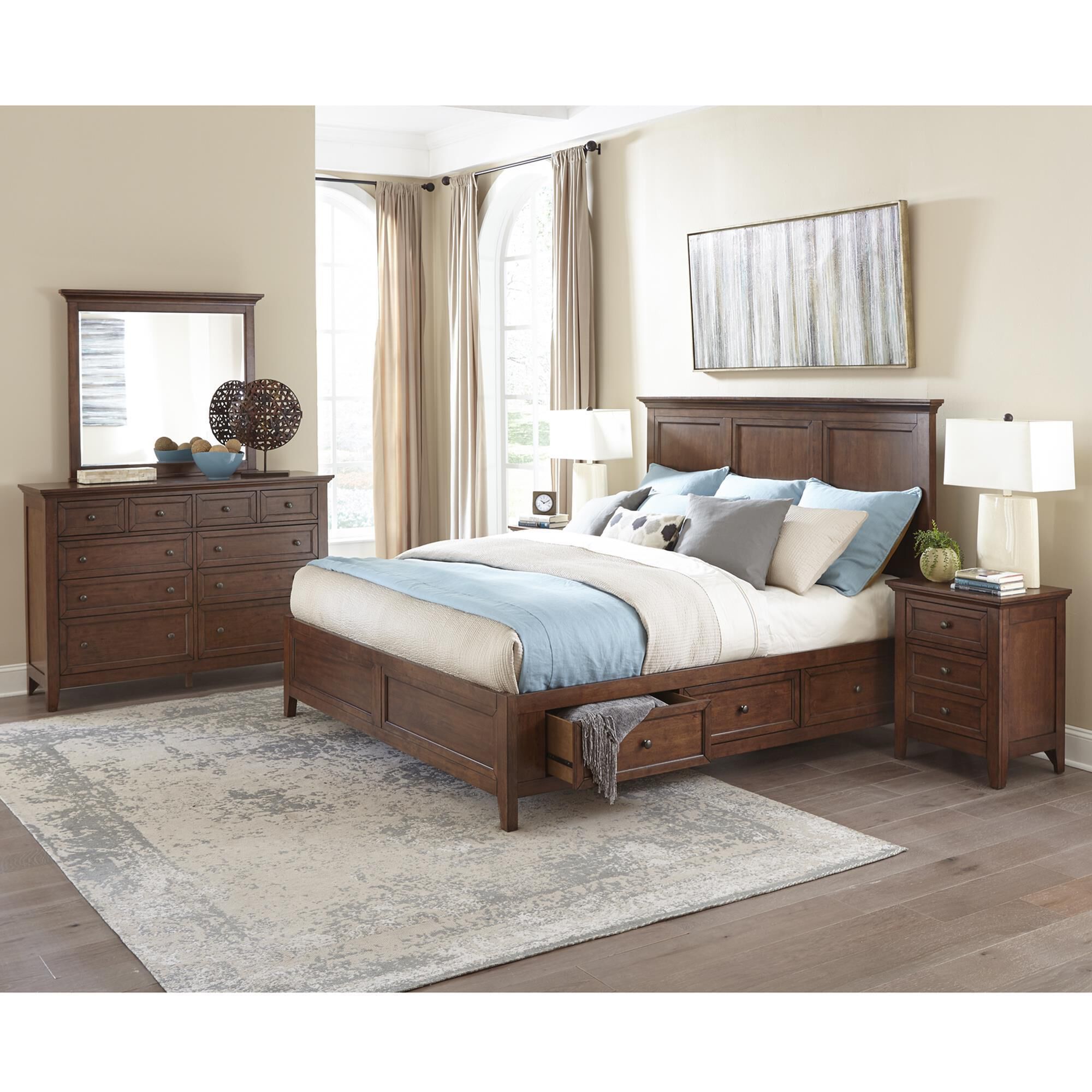 Hawthorne Furniture San Mateo 4-Piece King Storage Bedroom Set in Tuscan, , large