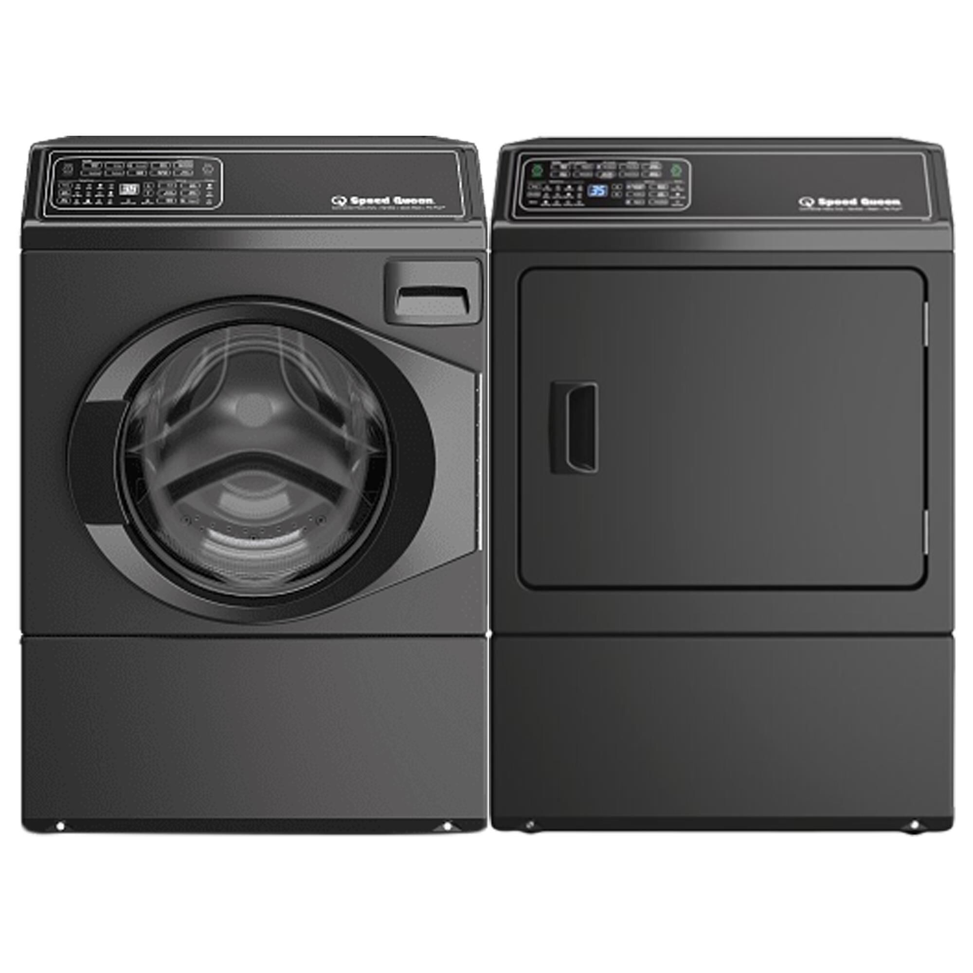 Speed Queen 3.5 Cu. Ft. Right-Hinged Front Load Washer and 7.0 Cu. Ft. Gas Dryer Laundry Pair in Matte Black, , large