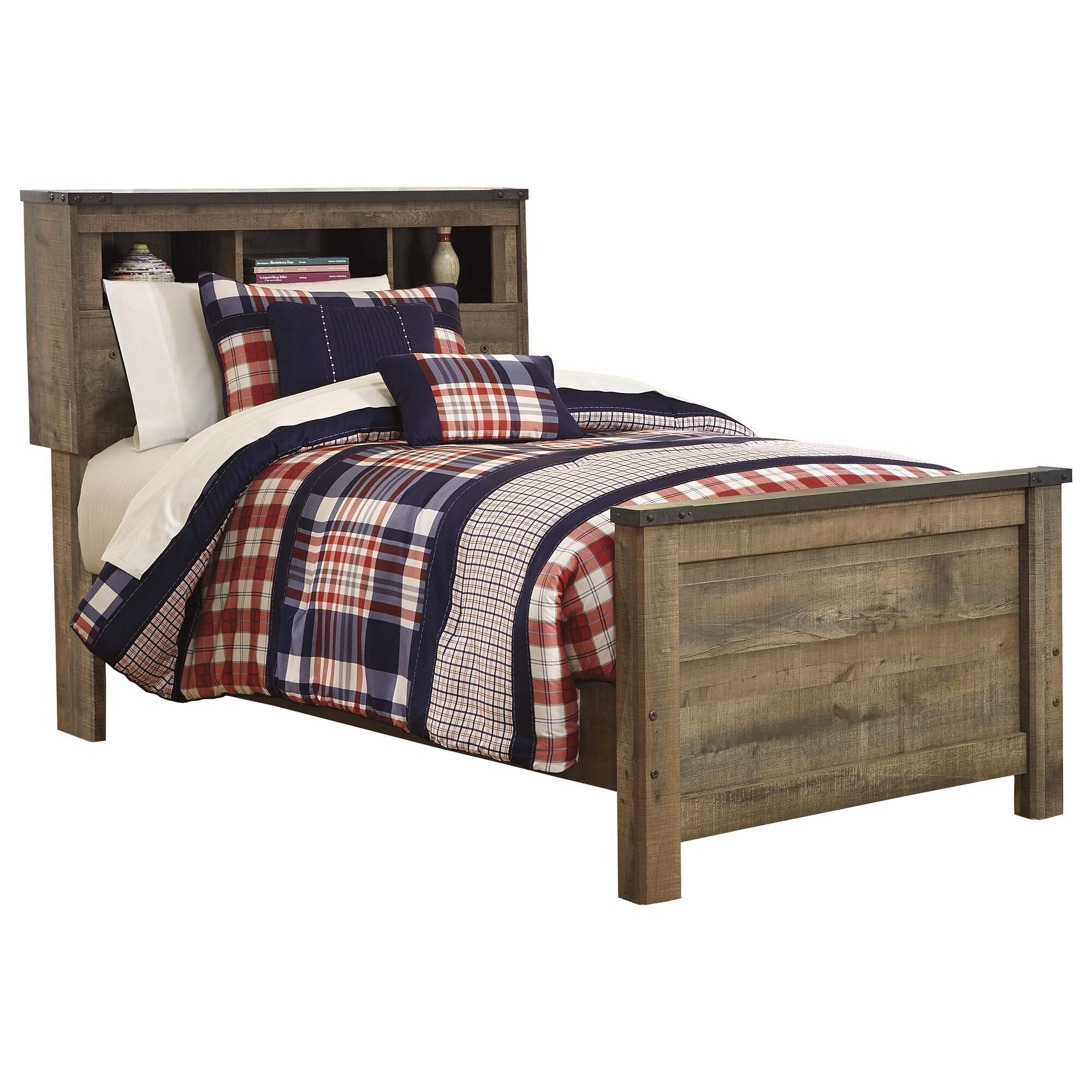 Signature Design by Ashley Trinell Twin Bookcase Bed in Replicated Oak Grain, , large