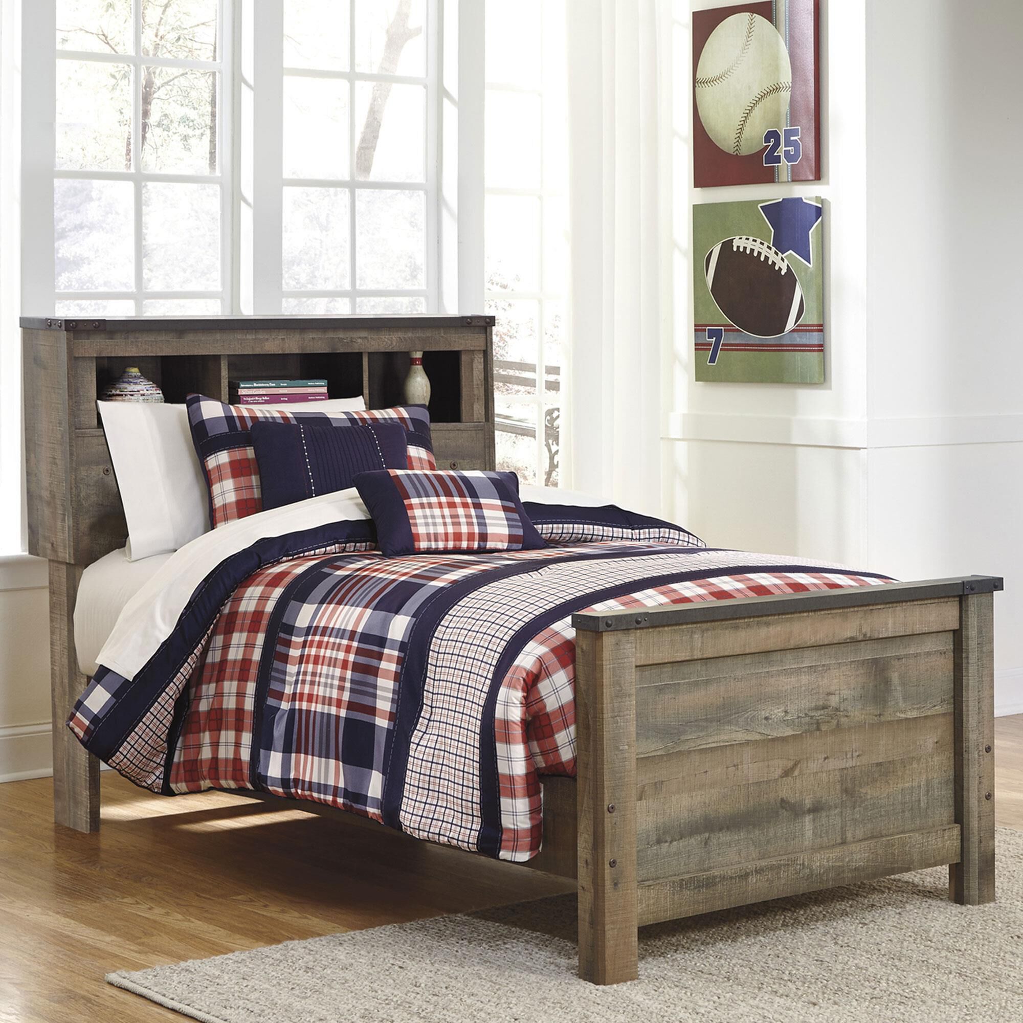Signature Design by Ashley Trinell Twin Bookcase Bed in Replicated Oak Grain, , large