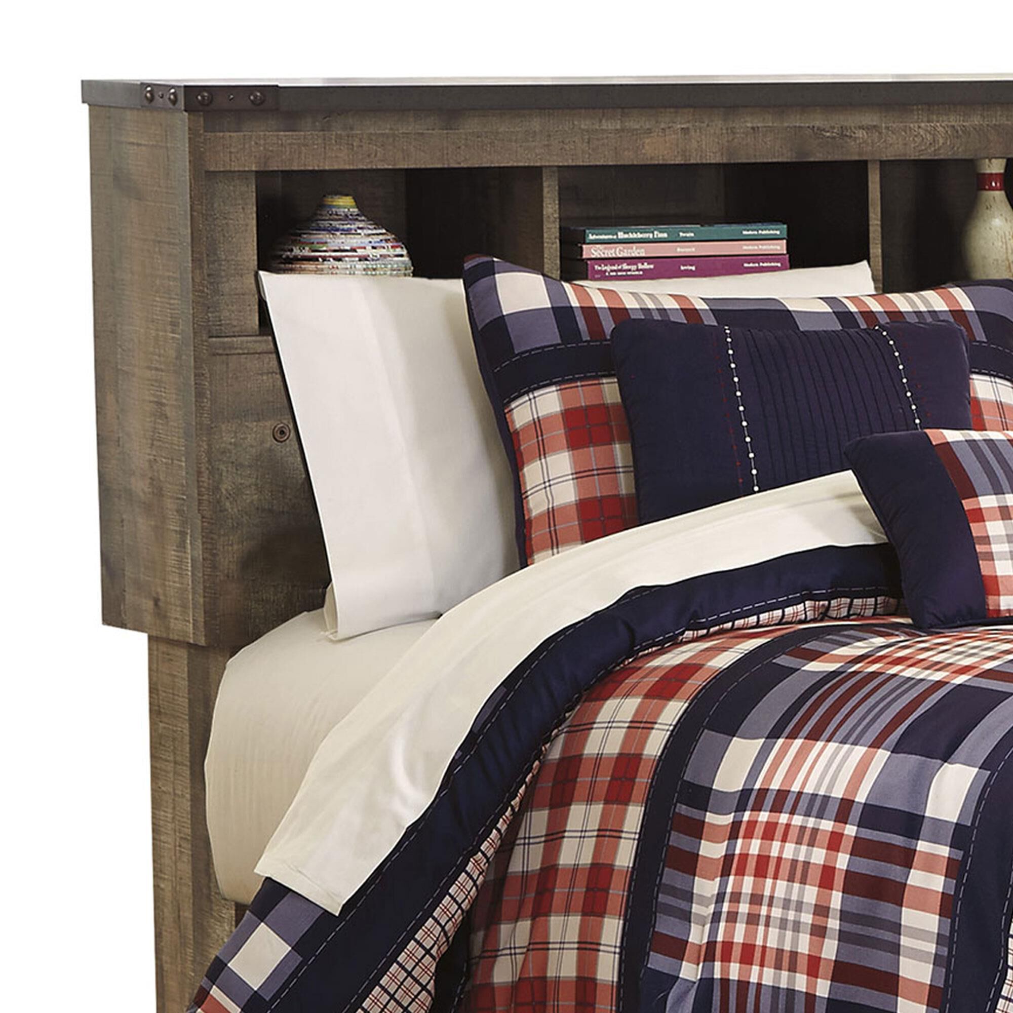Signature Design by Ashley Trinell Twin Bookcase Bed in Replicated Oak Grain, , large