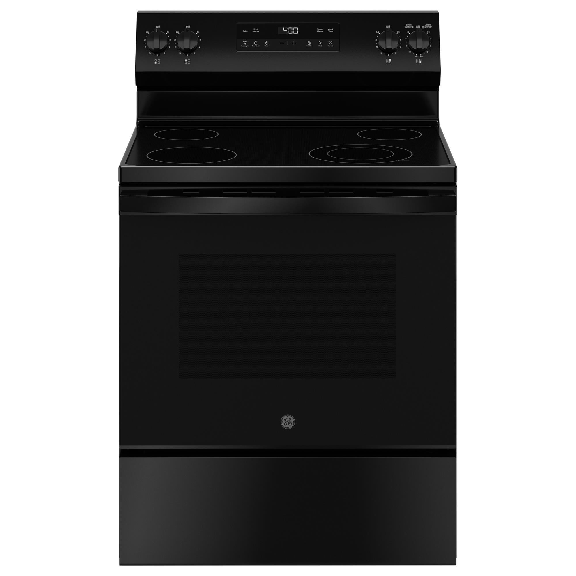 GE Appliances 30" Freestanding Electric Range with Steam Clean in Black, , large