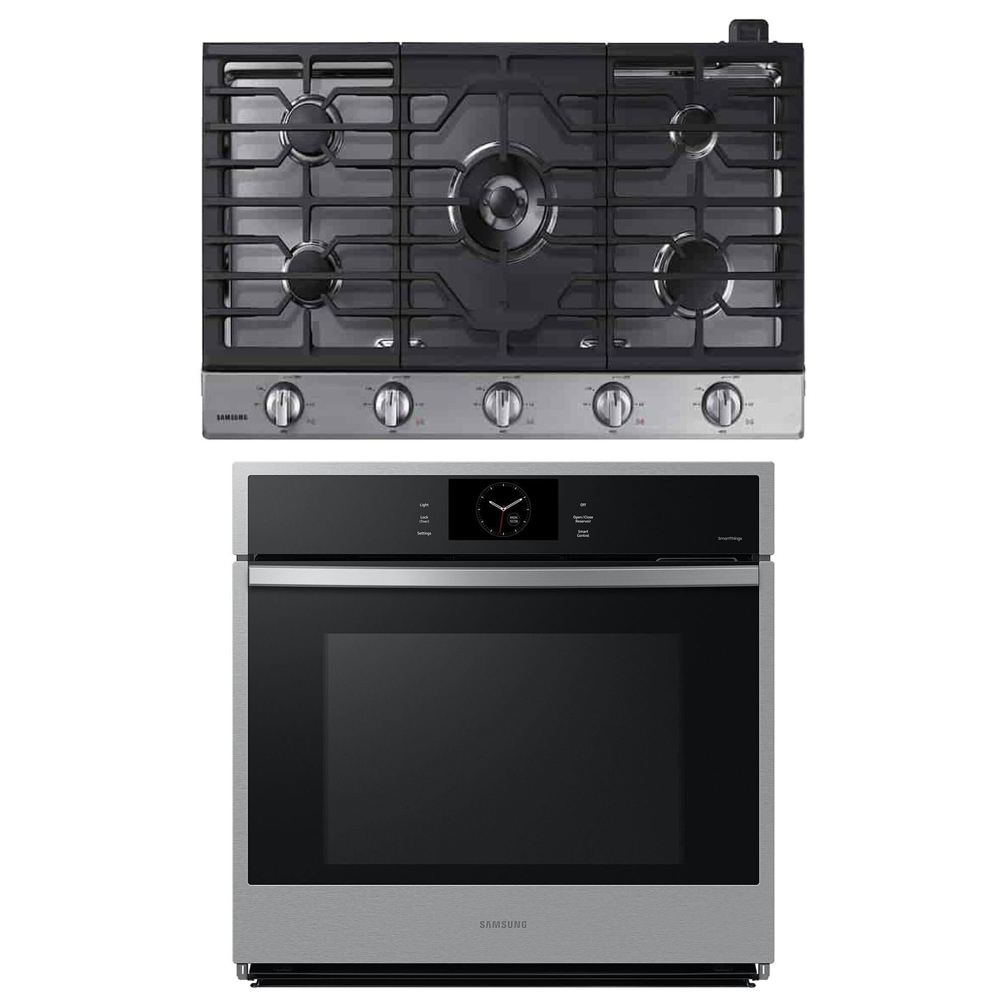 Samsung 2-Piece Kitchen Package with 30" Single Wall Oven and 36" Gas Cooktop in Stainless Steel, , large