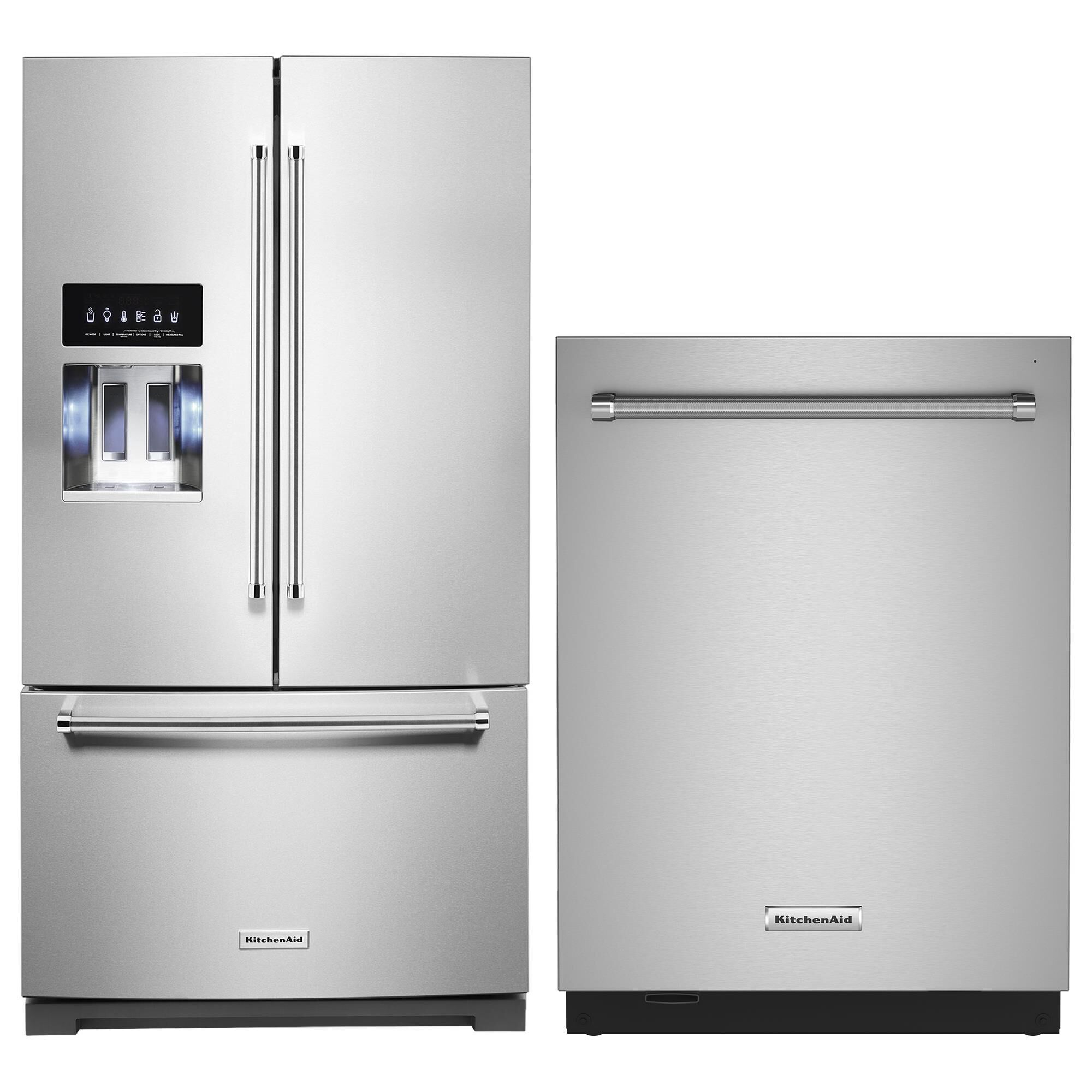 Kitchenaid 2-Piece Kitchen Package with 26.8 Cu. Ft. Refrigerator and 24" Built In Towel Bar Dishwasher in Stainless Steel, , large