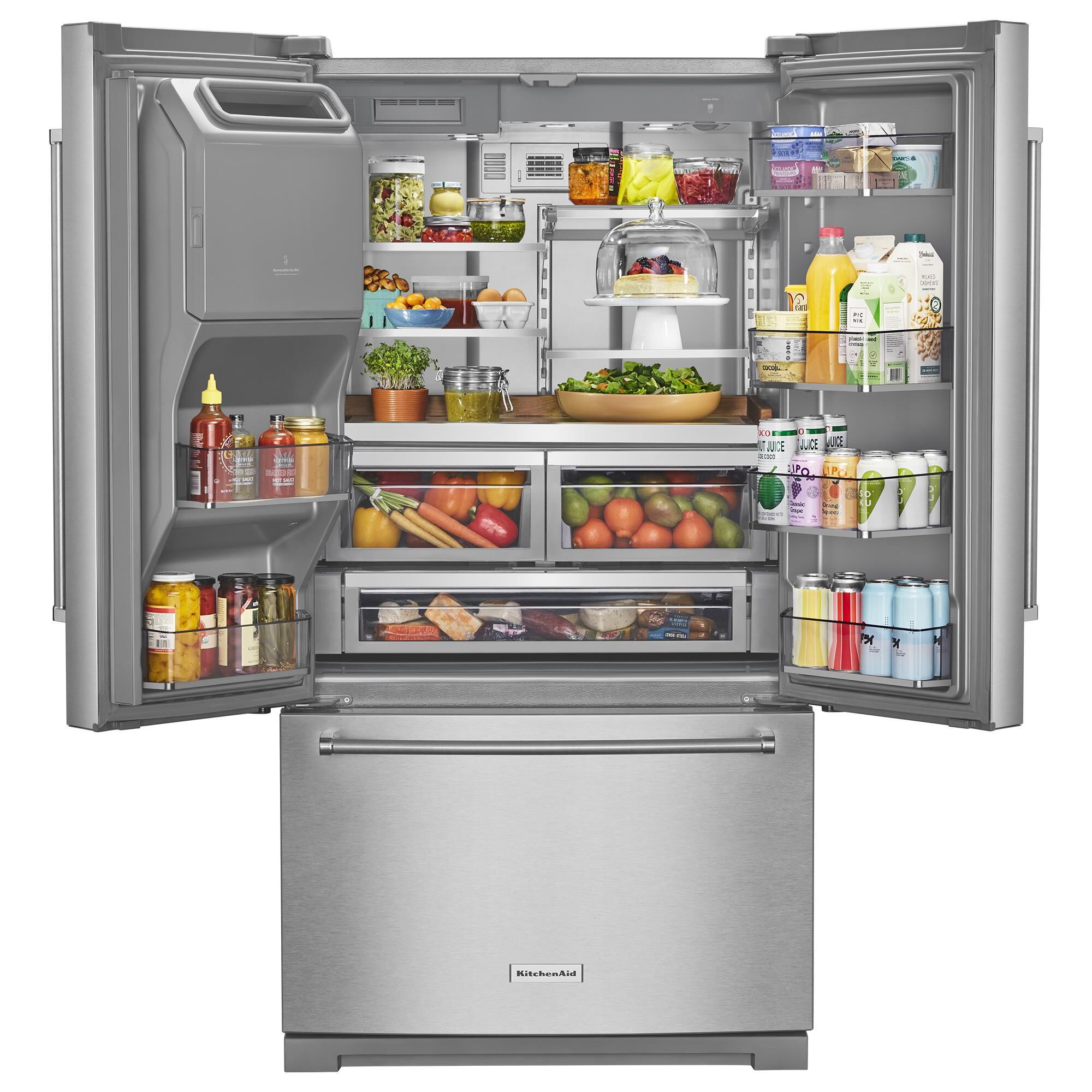 Kitchenaid 2-Piece Kitchen Package with 26.8 Cu. Ft. Refrigerator and 24" Built In Towel Bar Dishwasher in Stainless Steel, , large