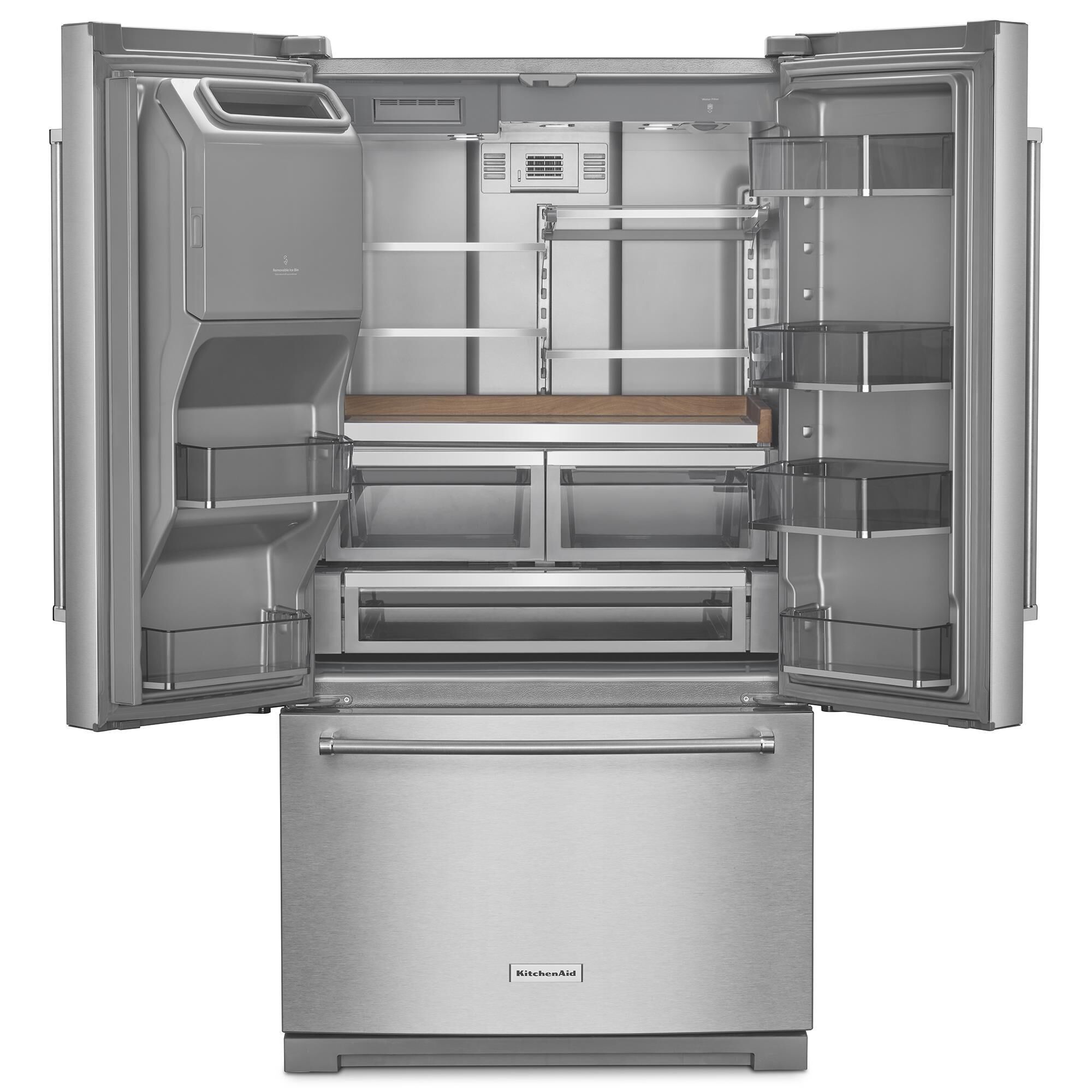 Kitchenaid 2-Piece Kitchen Package with 26.8 Cu. Ft. Refrigerator and 24" Built In Towel Bar Dishwasher in Stainless Steel, , large