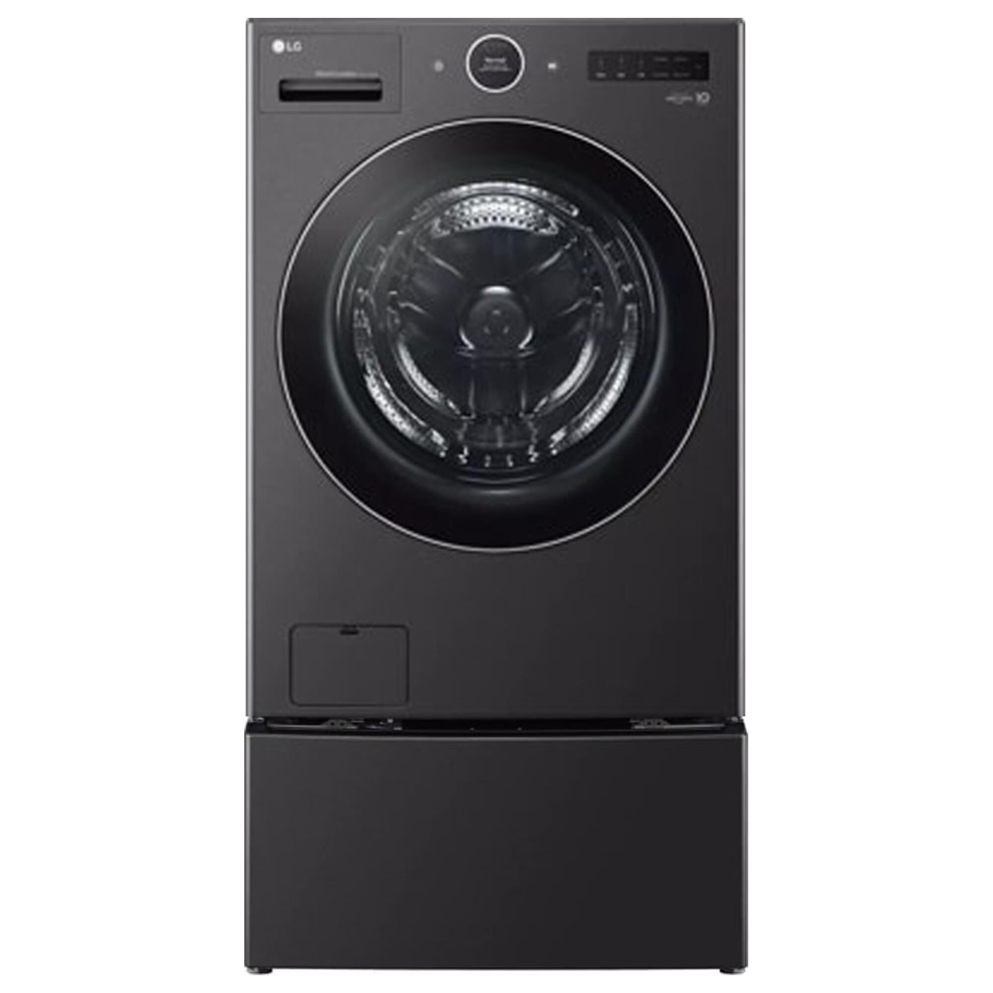 LG 2PC 5.0 Cu. Ft. Front Load Smart WashCombo All-in-One Washer/Dryer & 27" SideKick Pedestal Washer in Black Steel, , large