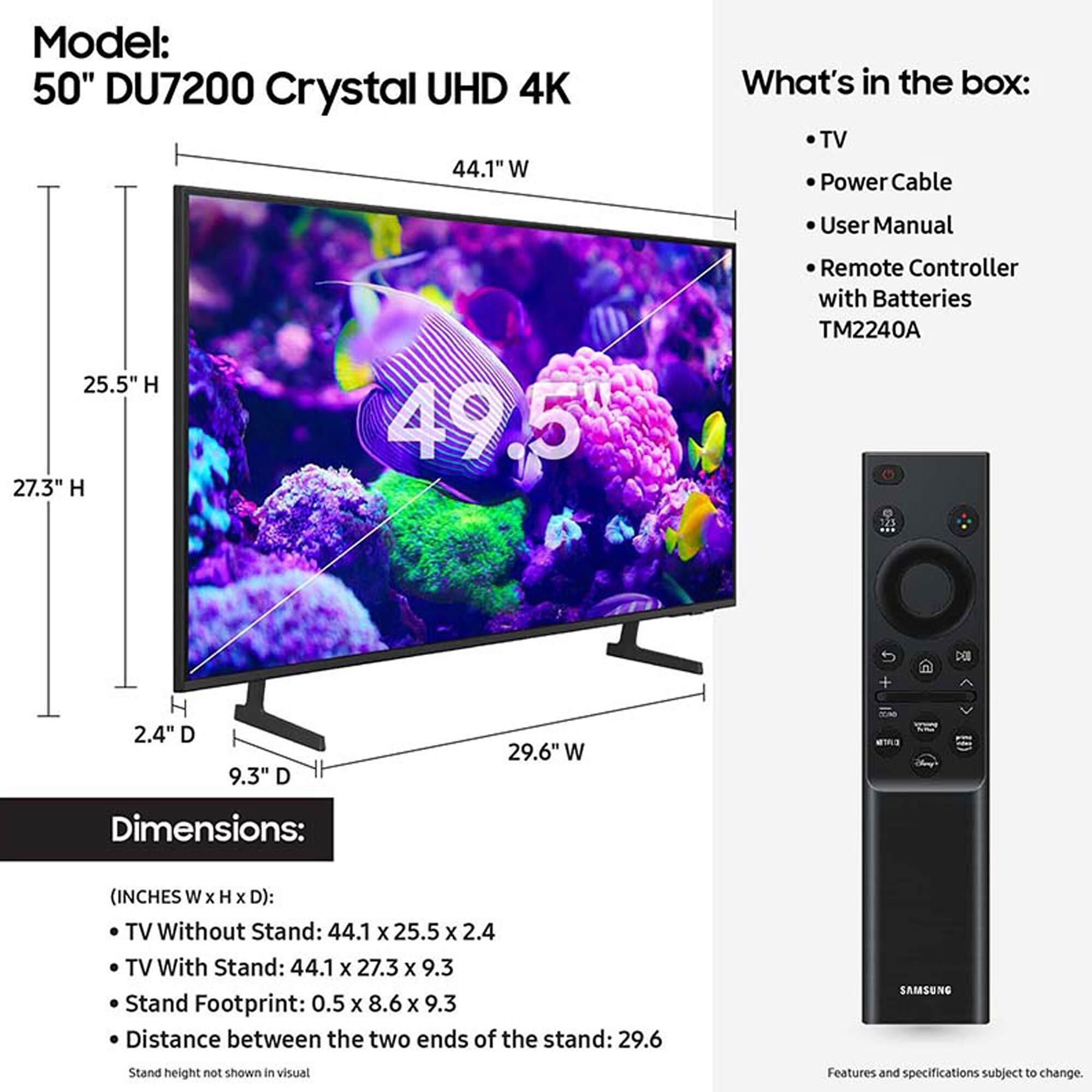 Samsung 50" Class DU7200 4K Crystal UHD with HDR in Titan Gray - Smart TV, , large