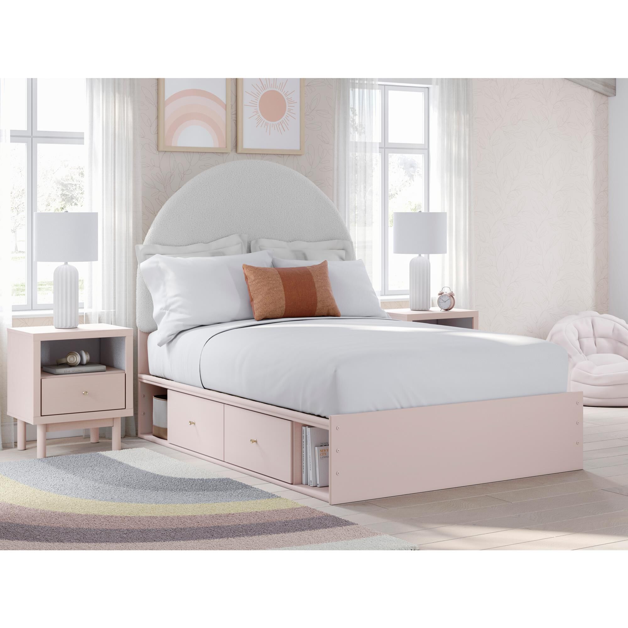 Signature Design by Ashley Wistenpine Full Upholstered Panel Bed with 2 Storage Units, , large
