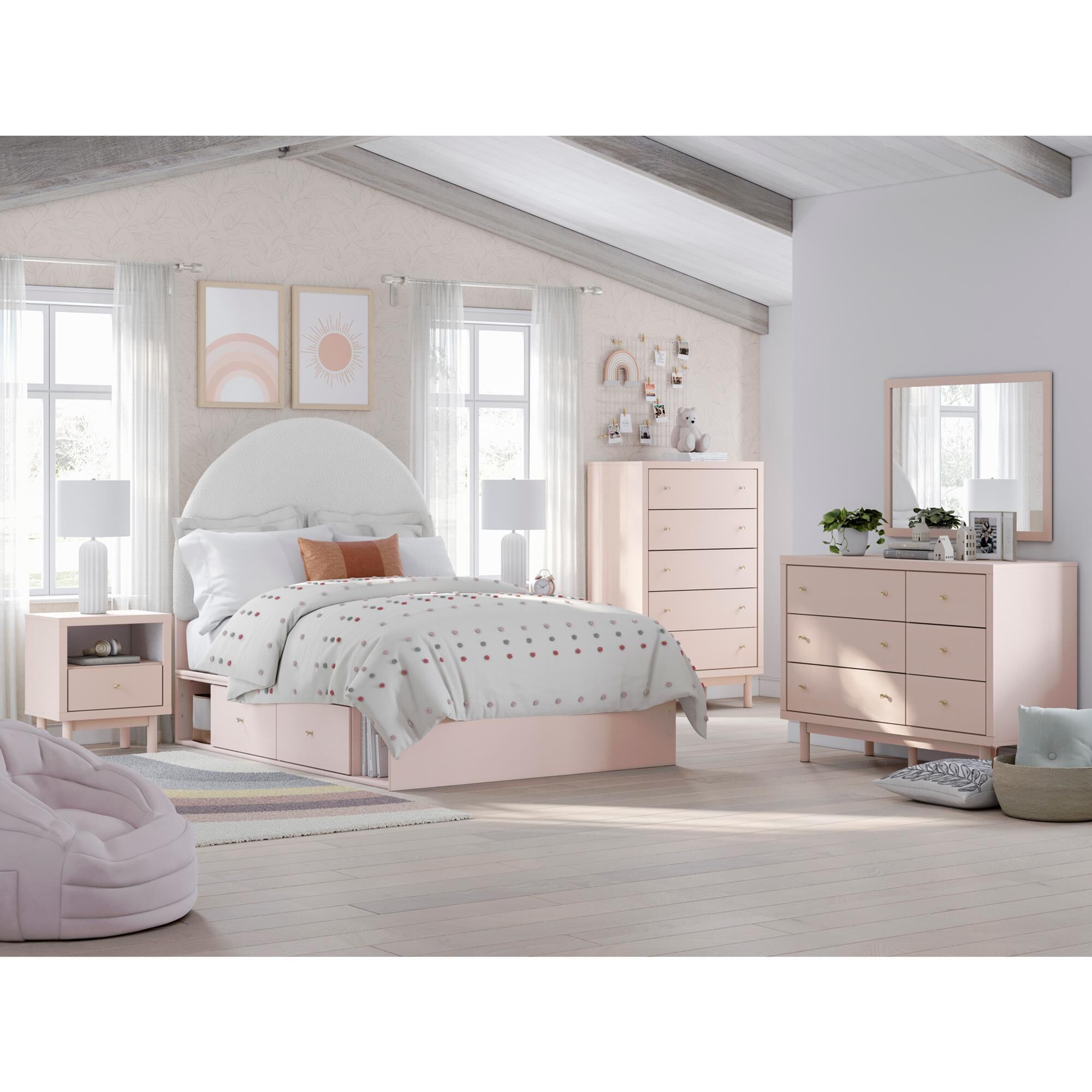 Signature Design by Ashley Wistenpine Full Upholstered Panel Bed with 2 Storage Units, , large