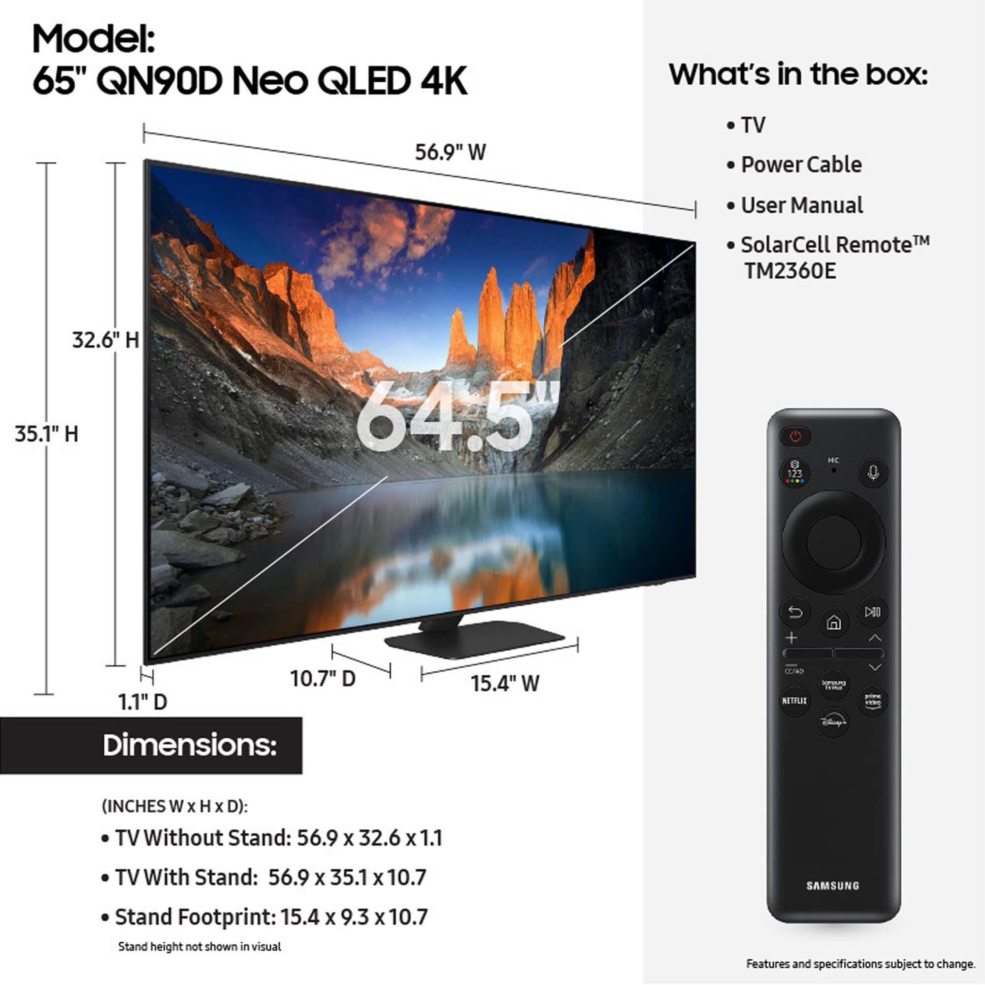 Samsung 65" Class QN90D Neo QLED 4K UHD with HDR in Graphite Black - Smart TV, , large