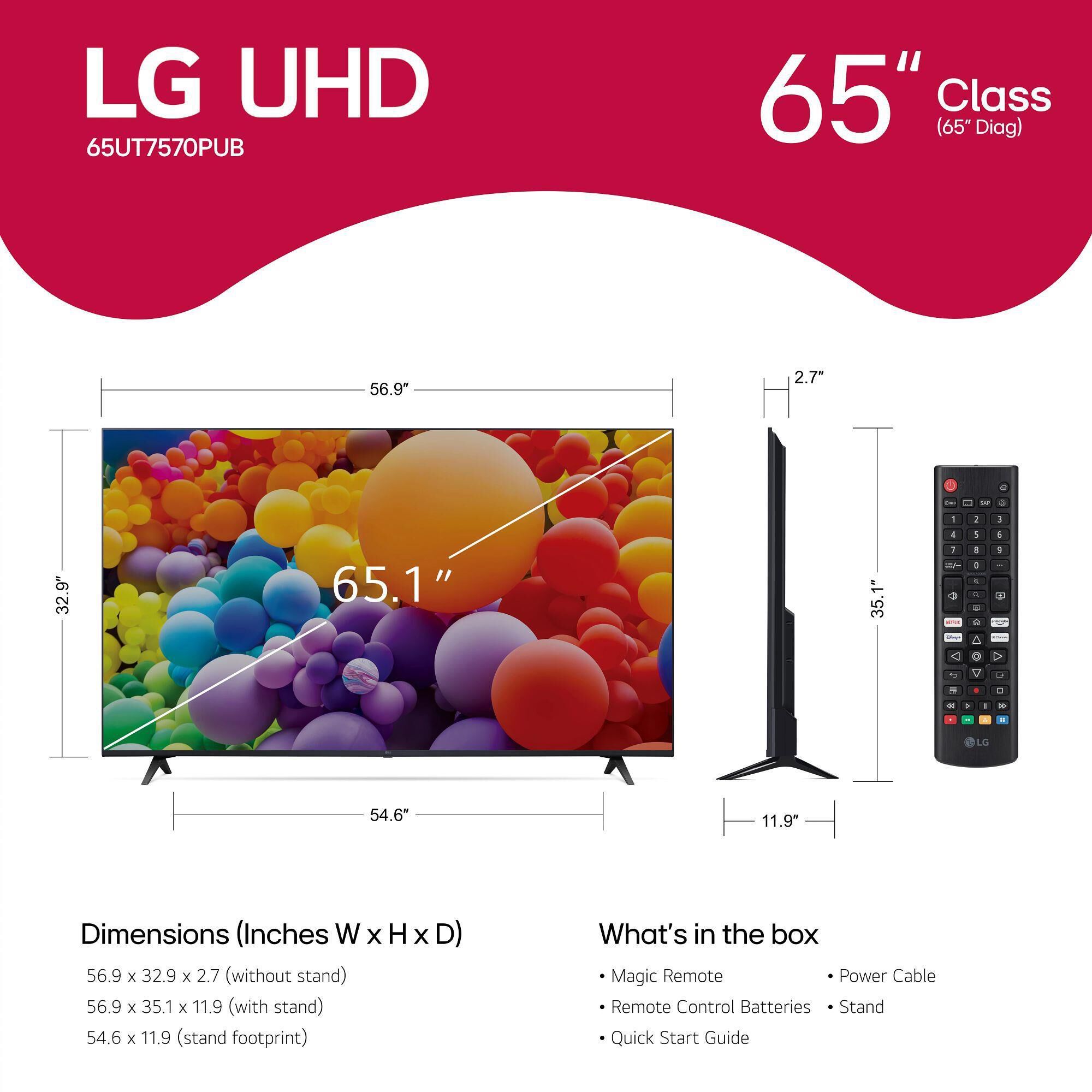 LG 65" Class UT75 Series 4K UHD in Black - Smart TV, , large