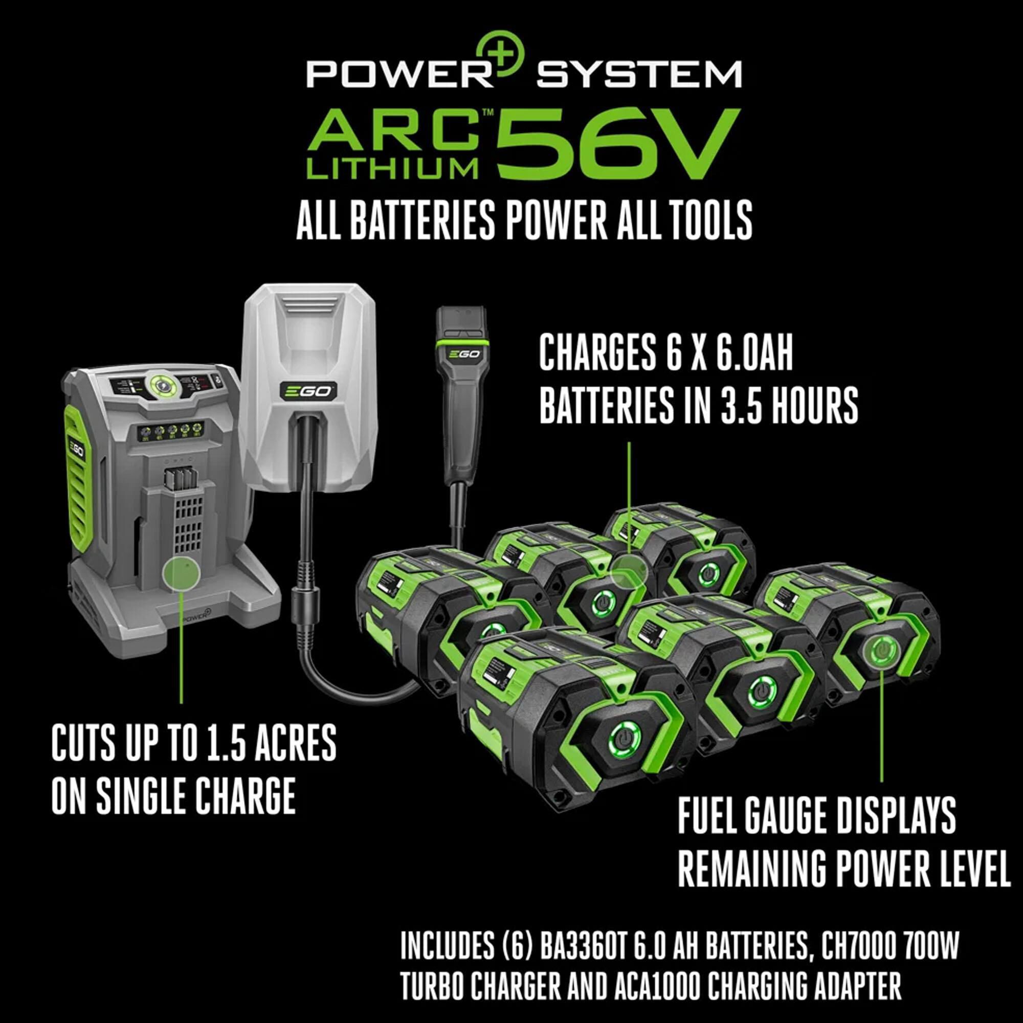 EGO 42" T6 POWER+ Lawn Tractor with 6 x 6.0Ah Batteries, 700W Turbo Charger, and Charging Adapter, , large